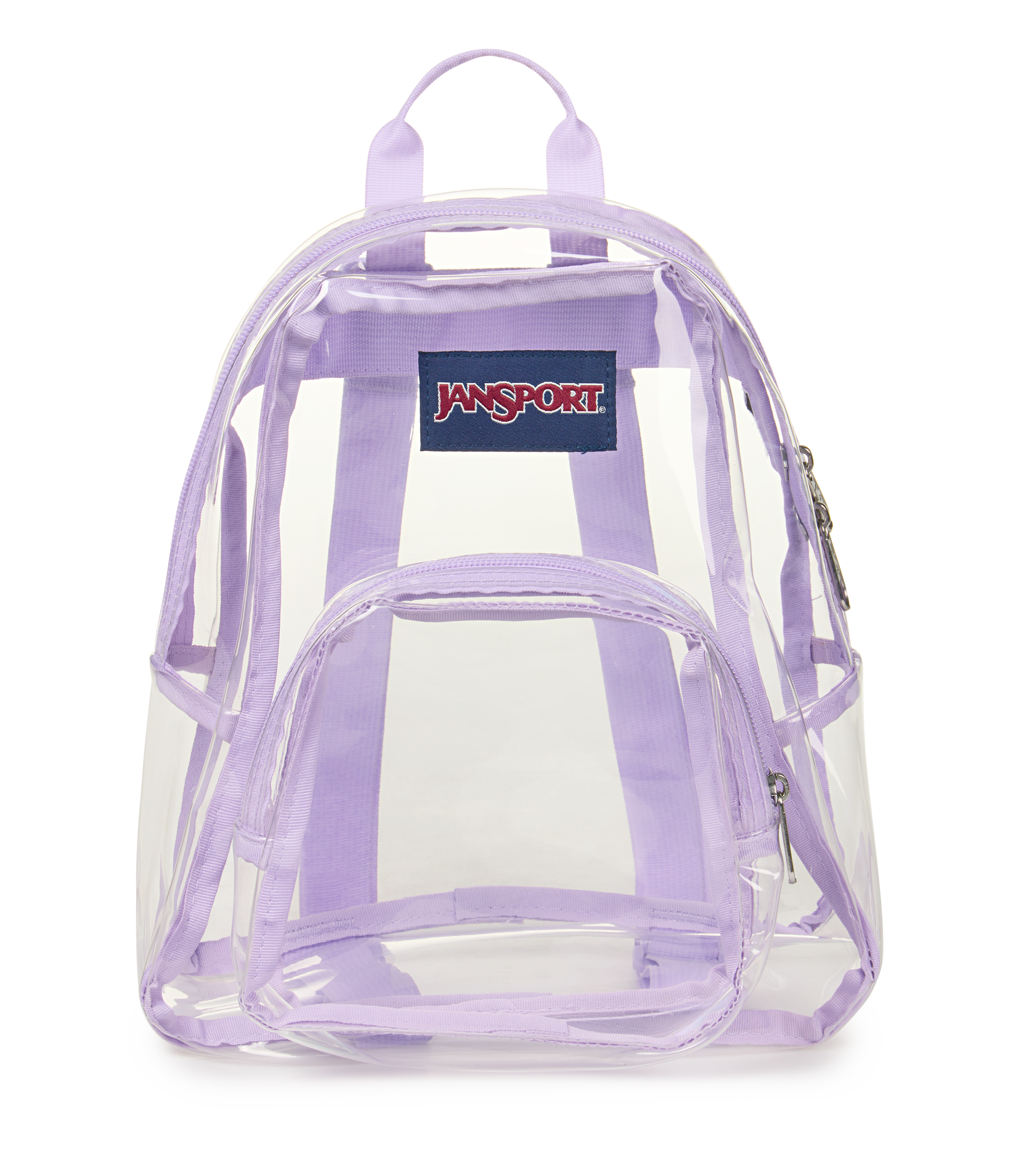 JanSport Clear Mini Pack in Pastel Lilac — front view