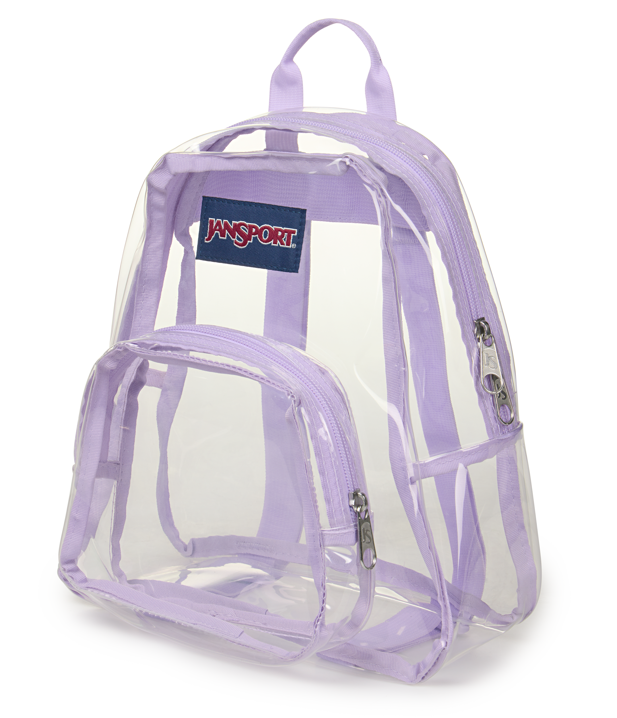 JanSport Clear Mini Pack in Pastel Lilac — angle view 3
