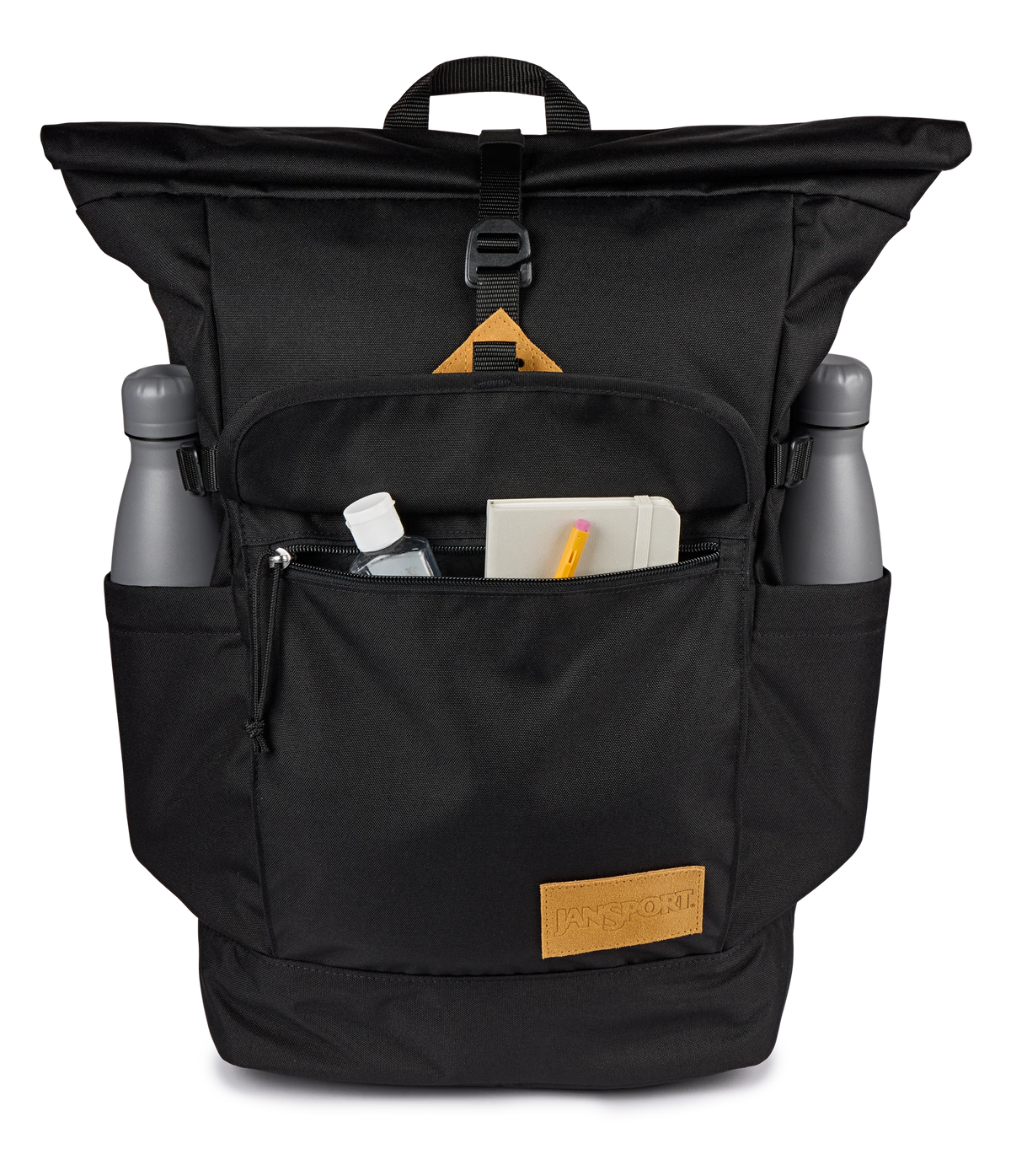 JanSport Hatchet Rolltop Backpack in Black — detail view 3