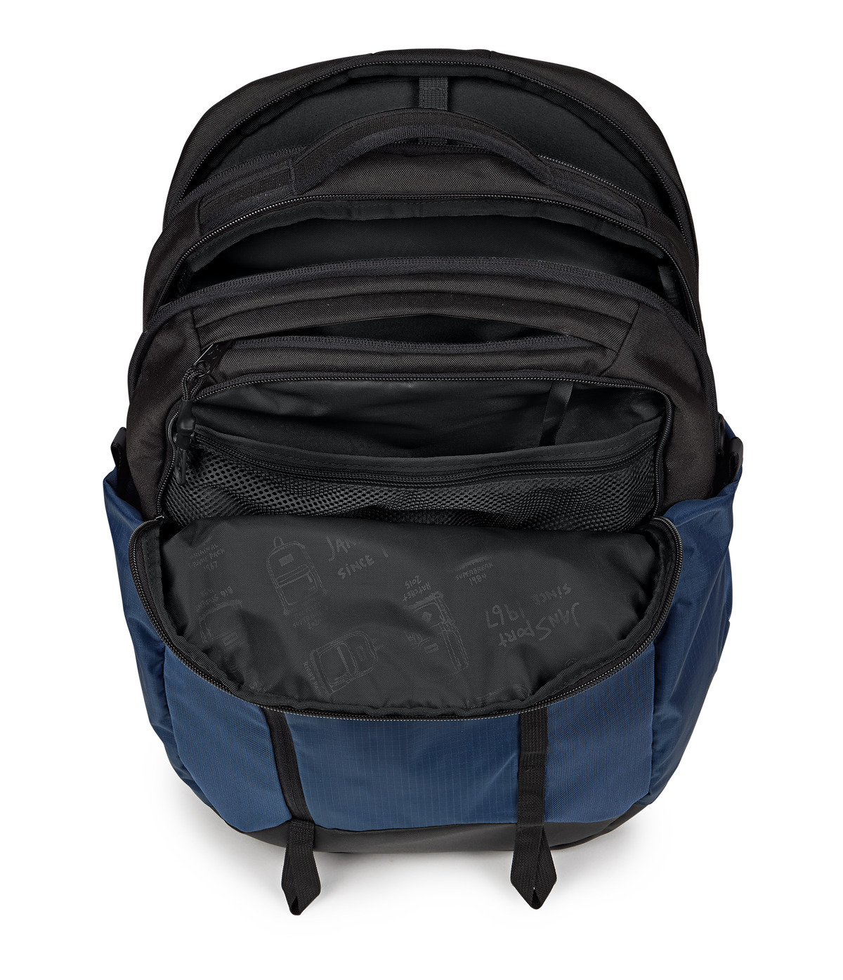 Jansport All Around Pack 28L in Navy — interior view