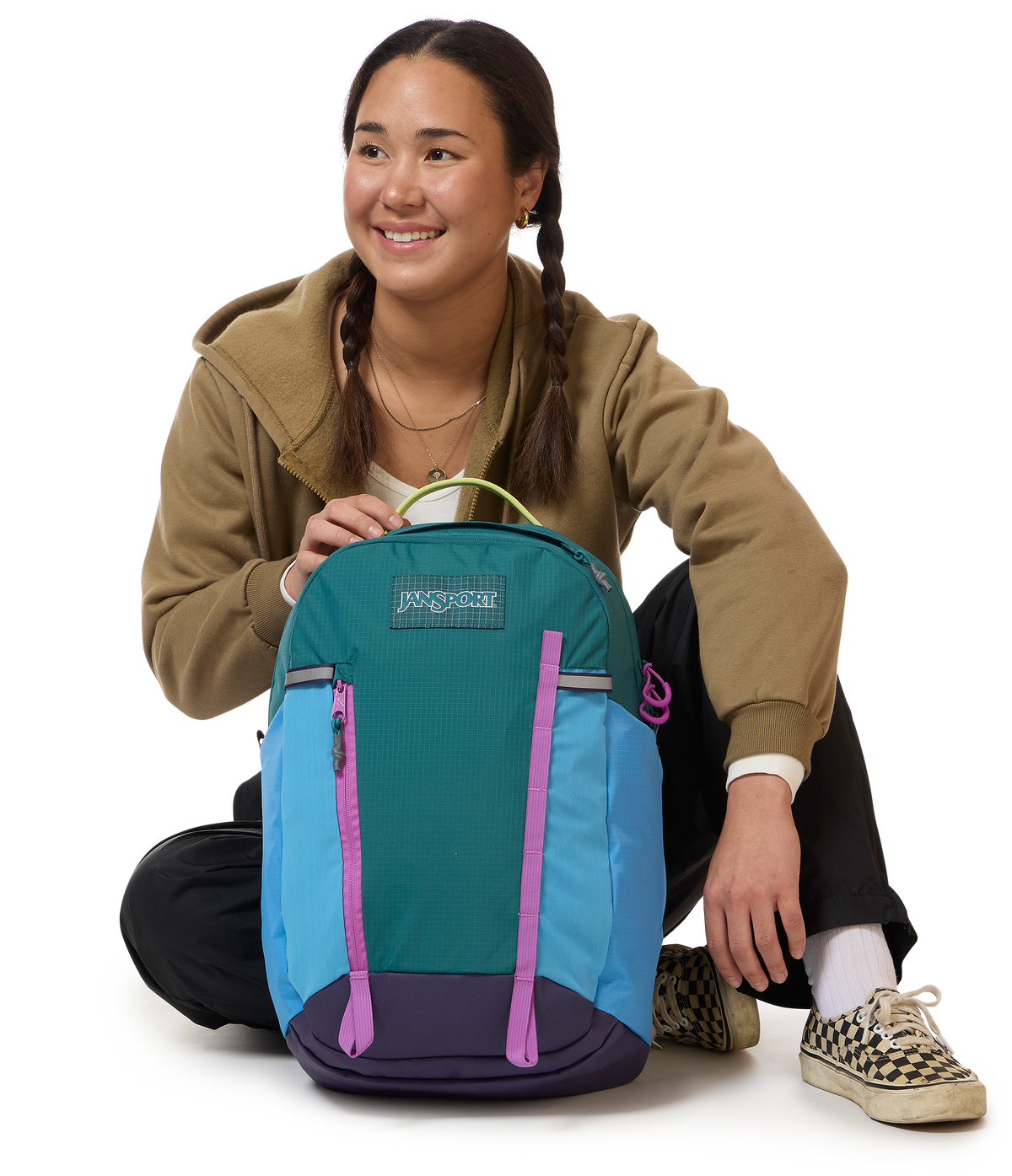 Jansport All Around Pack 28L in Emerald Pool — lifestyle