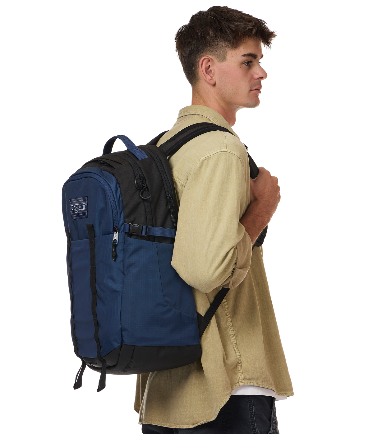 Jansport All Around Pack 34L in Navy — lifestyle