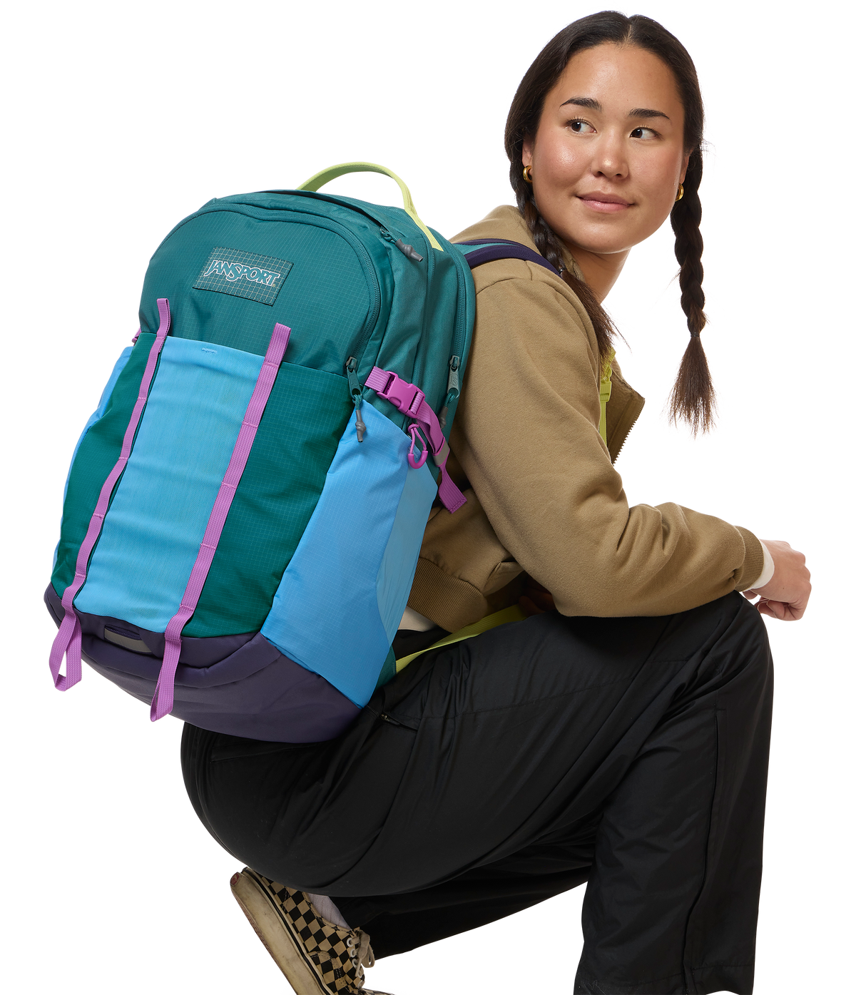 Jansport All Around Pack 34L in Emerald Pool — lifestyle