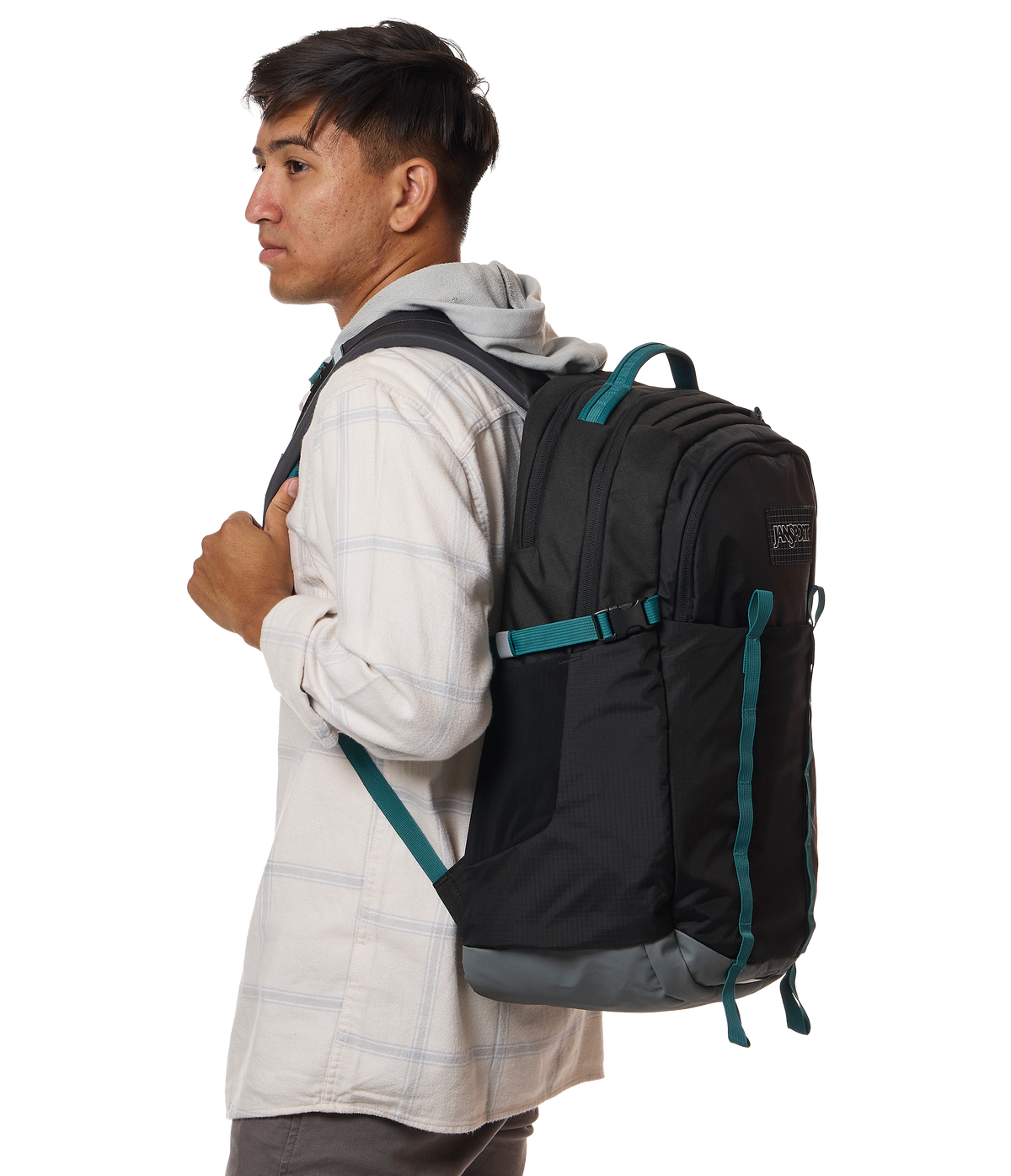 Jansport All Around Pack 34L in Smokey Grit — lifestyle