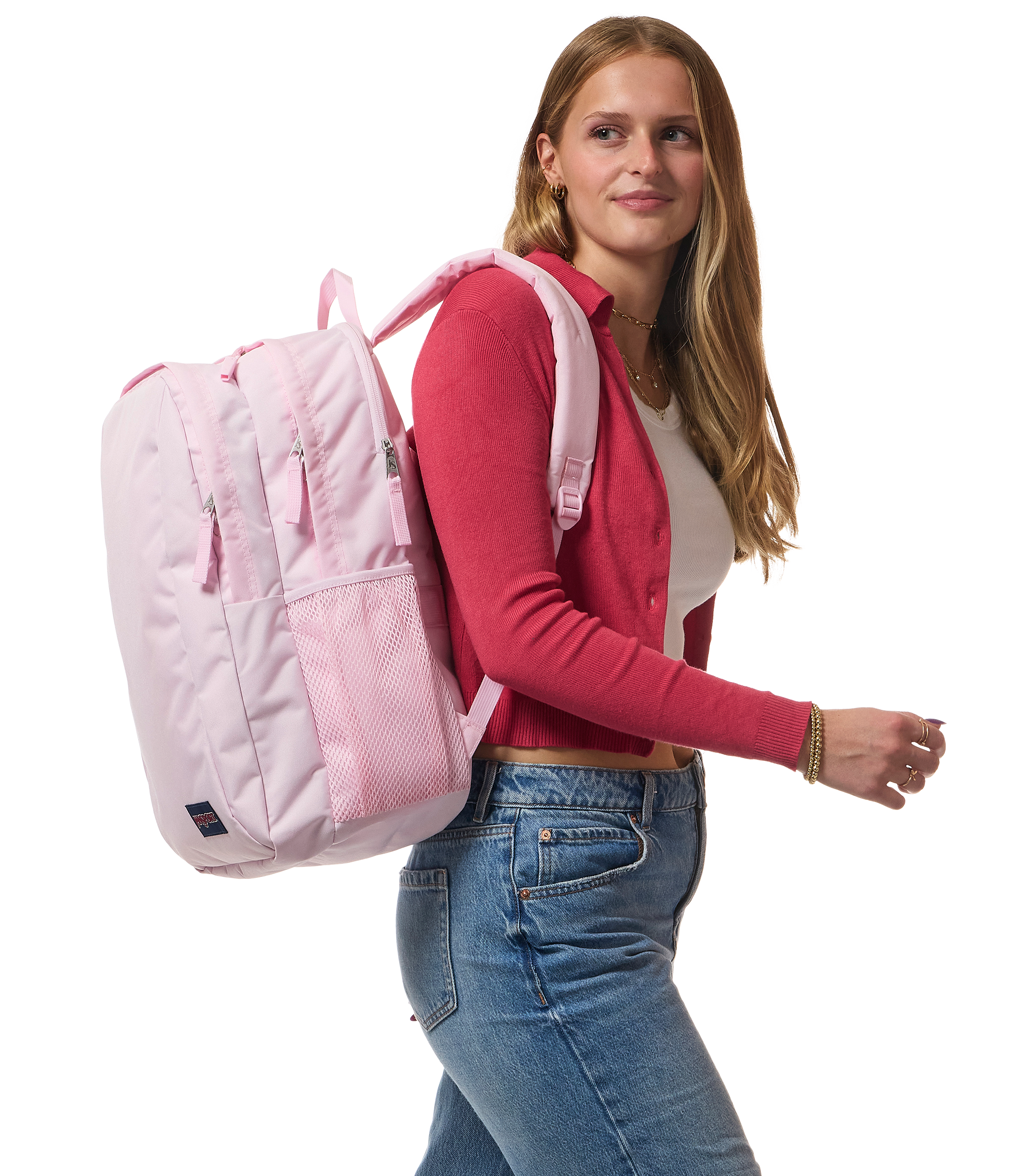 JanSport Campus Pack in Pink Ice — angle view 2
