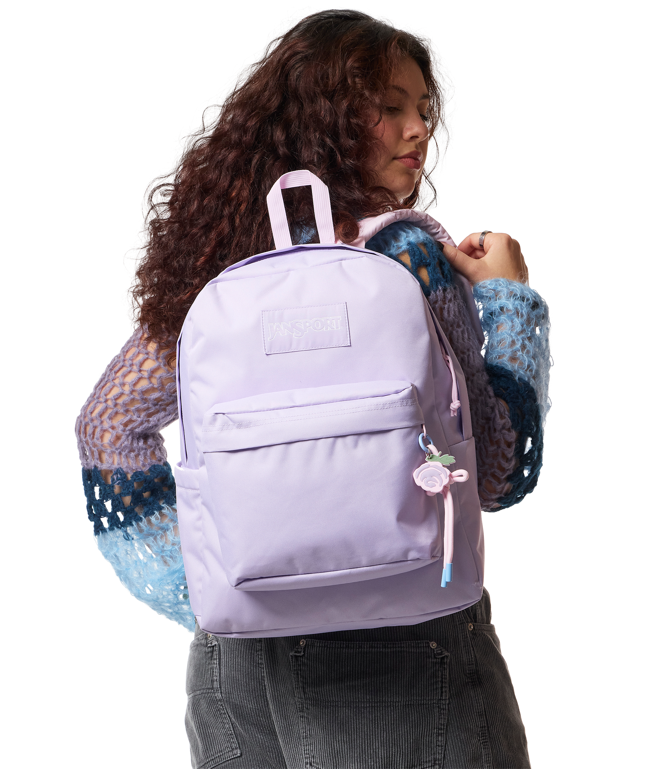 JanSport Superbreak Plus Charmed in Charmed Pastel Lilac — angle view 2