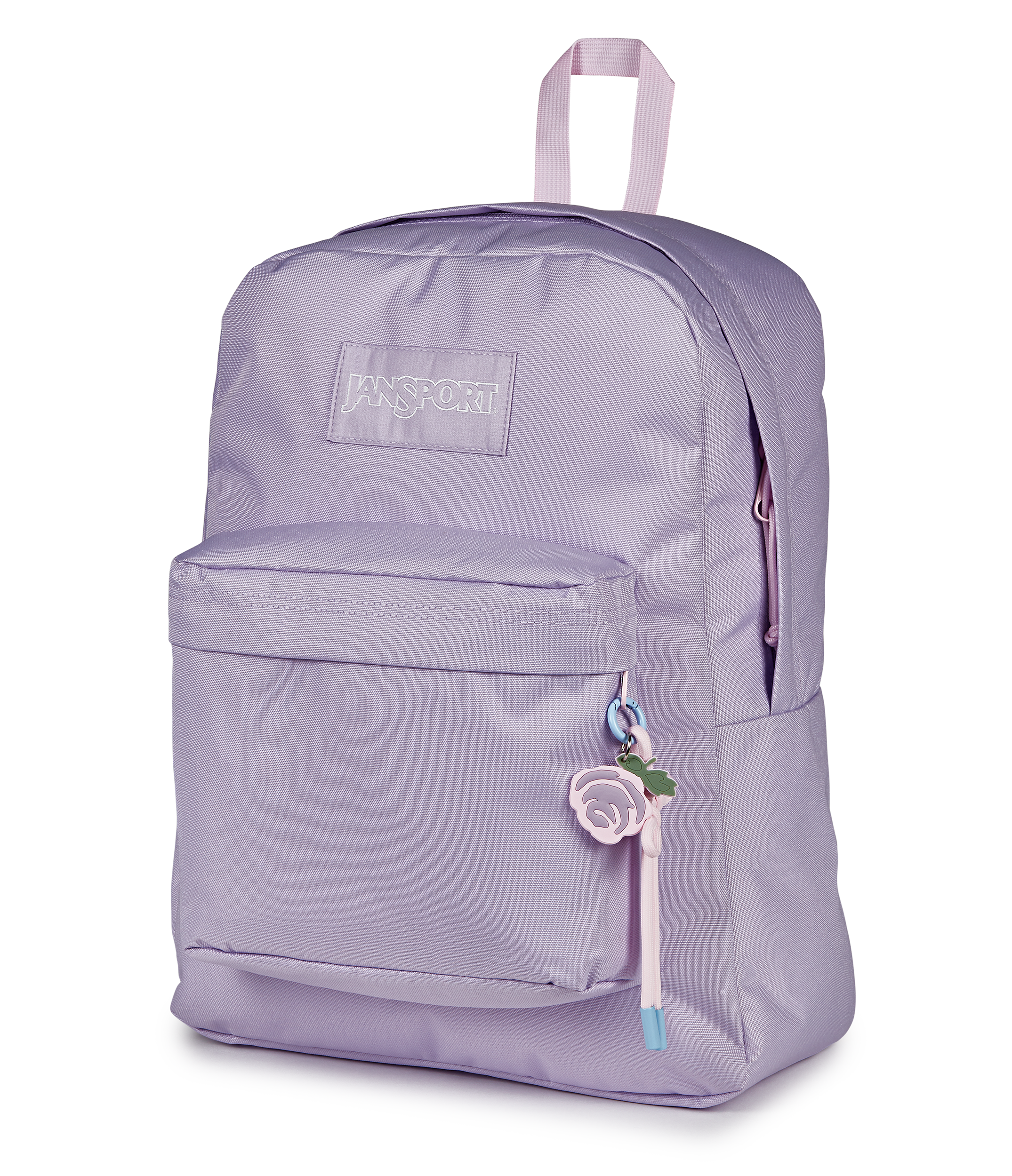 JanSport Superbreak Plus Charmed in Charmed Pastel Lilac — angle view 3
