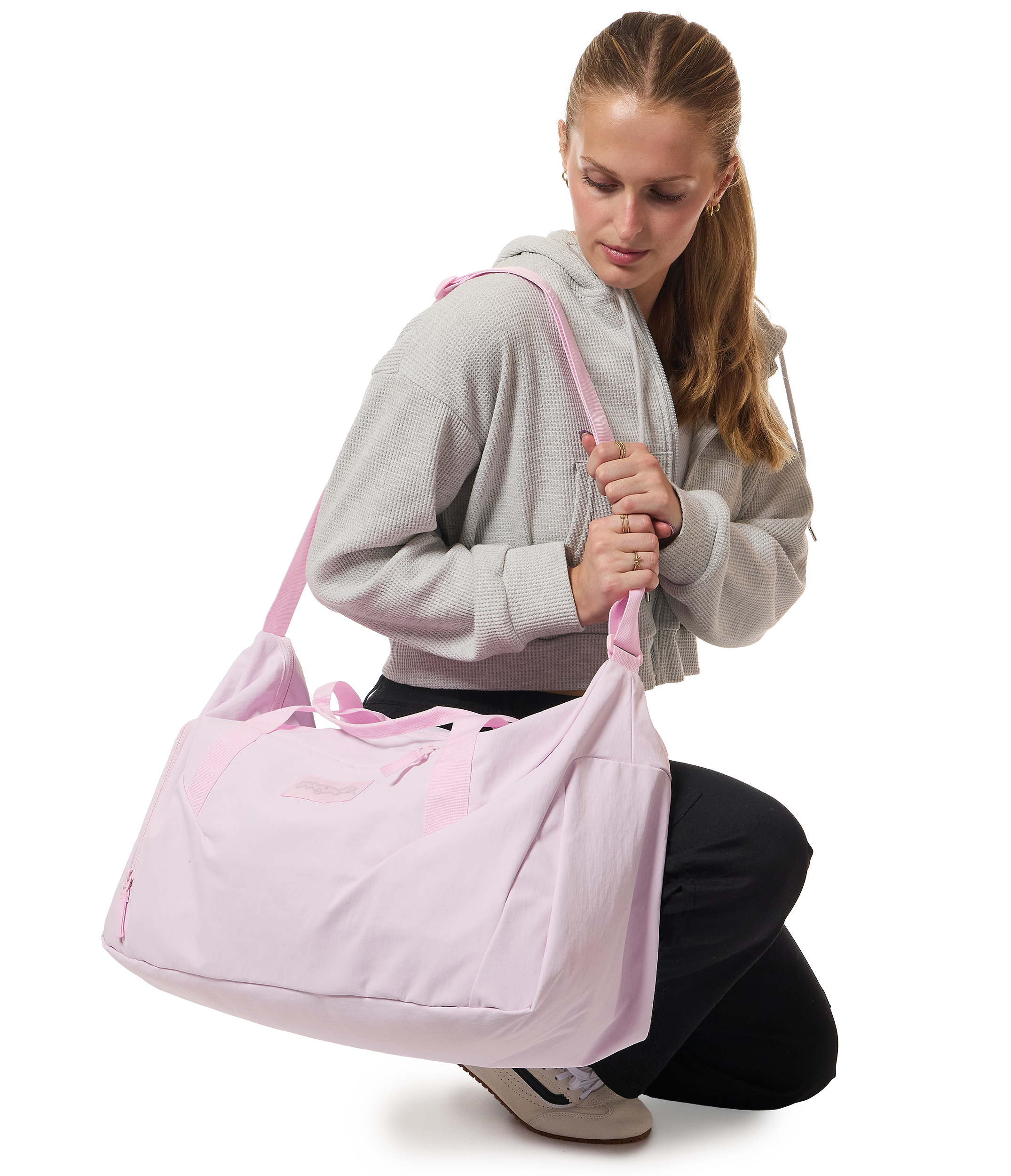 JanSport Recharge Gym Bag Large in Pink Ice — angle view 2