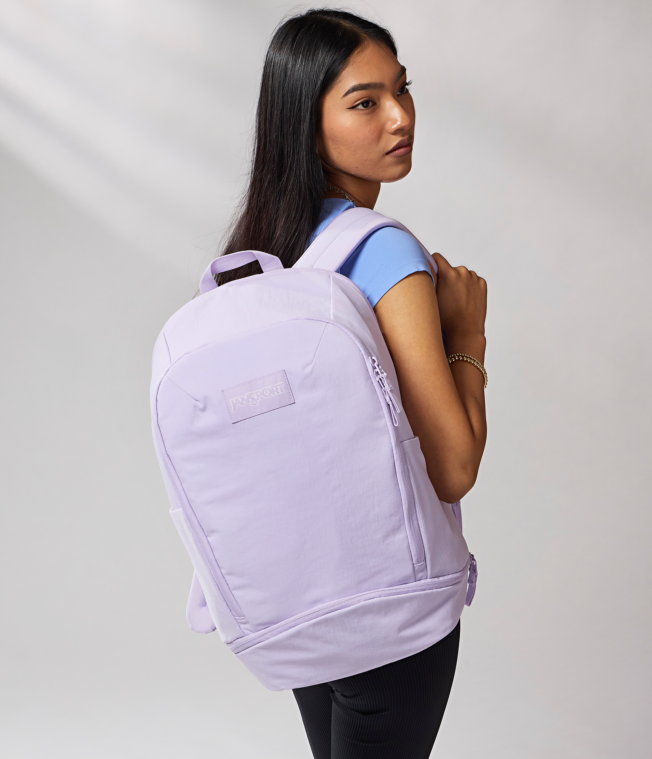 JanSport Serenity Pack in Pastel Lilac — angle view 2