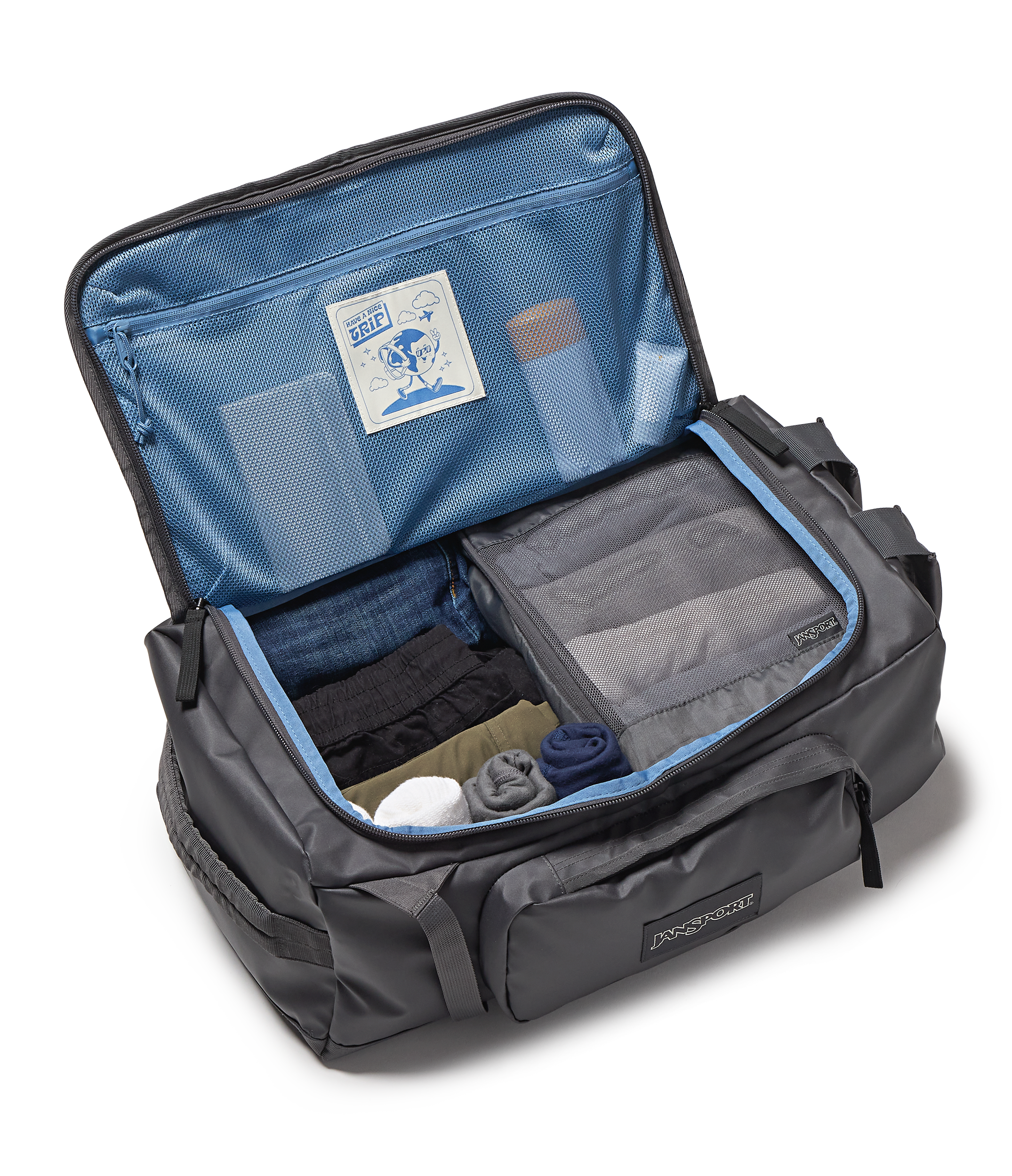 JanSport Good Latitude Convertible Duffel in Smokey Grit — detail view 3