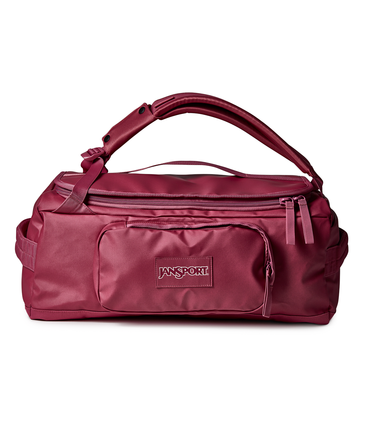 JanSport Good Latitude Convertible Duffel in Mauve Haze — front view # color_Mauve Haze