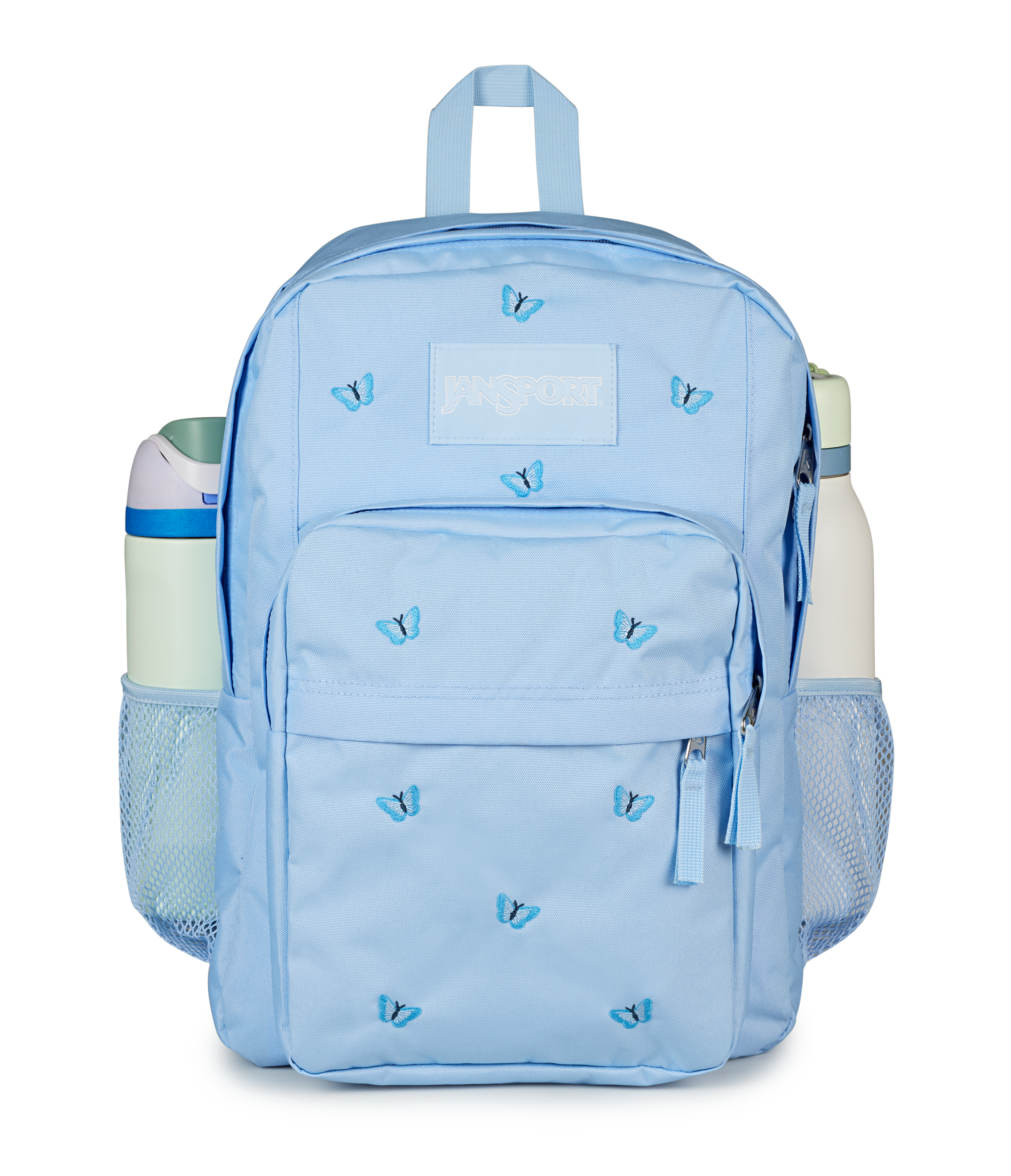 JanSport Big Plans FX in Tiny Butterflies Blue — detail view