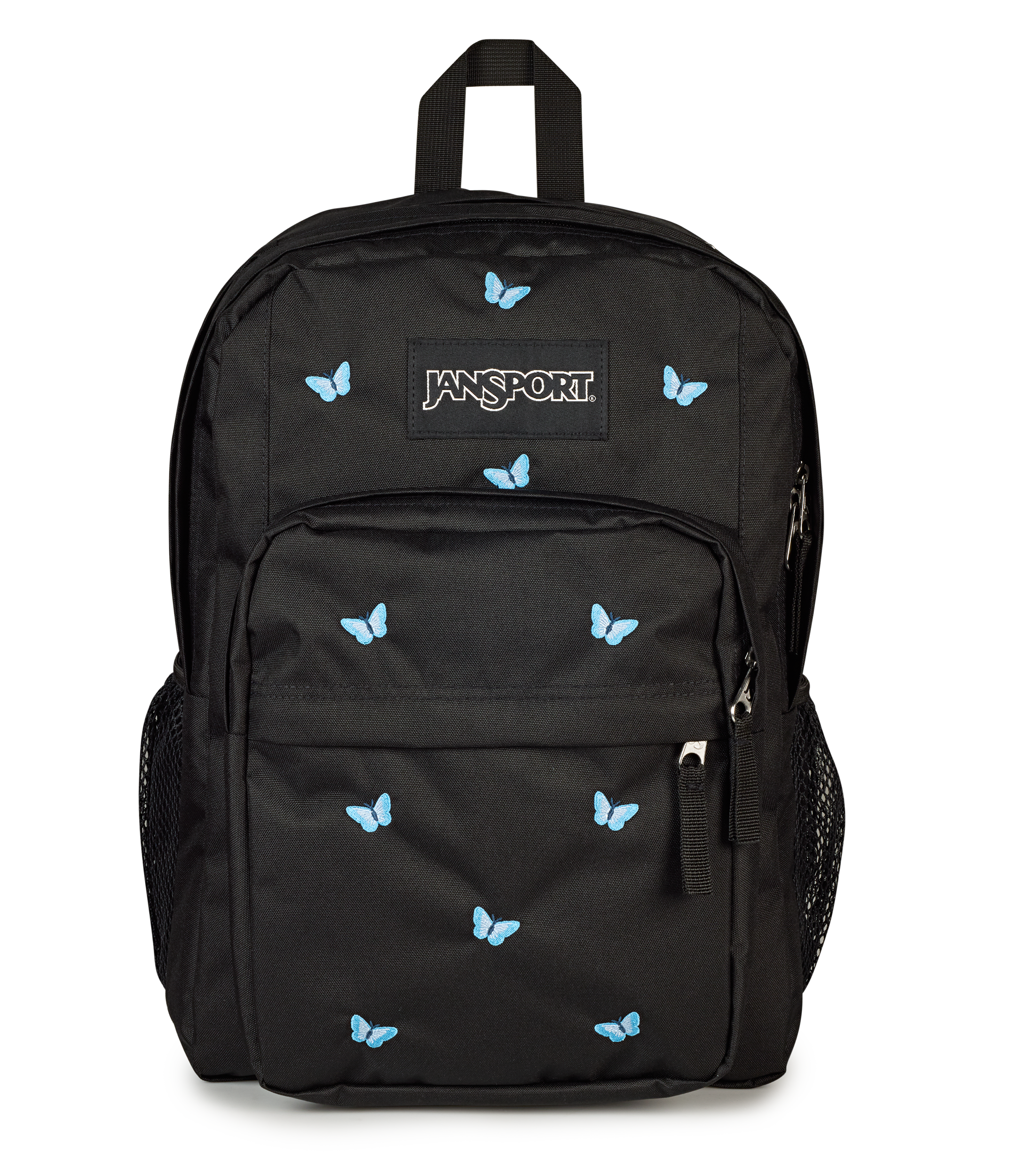 JanSport Big Plans FX in Tiny Butterflies Black — front view