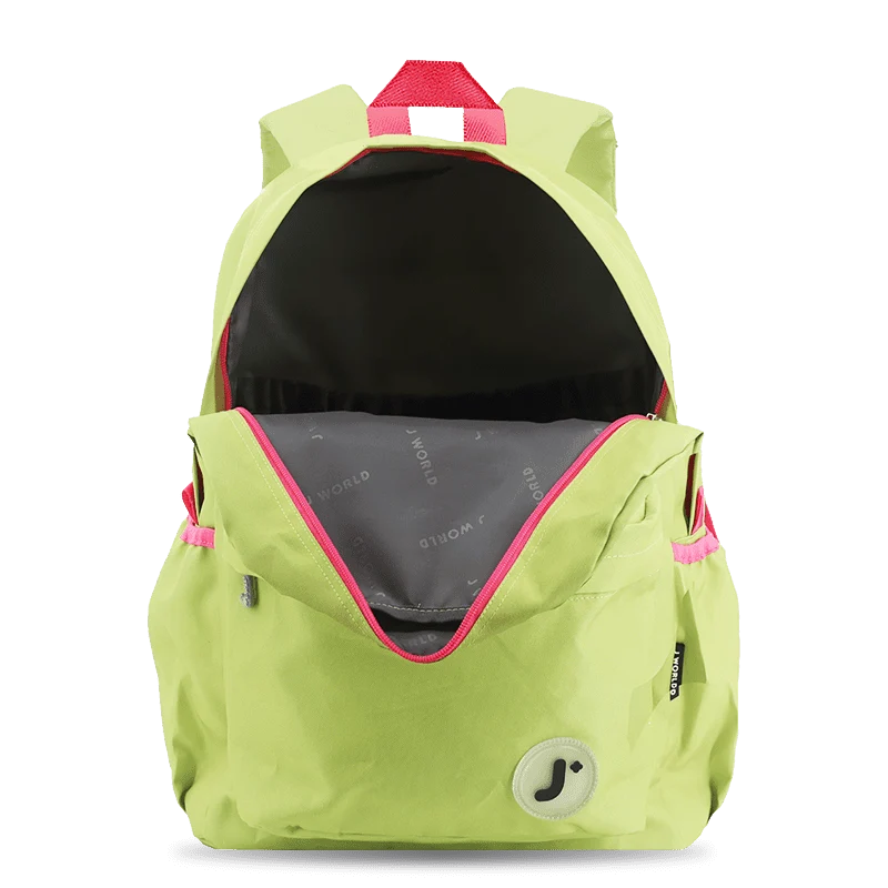 J World Oz Daypack Backpack in Celery — interior view # color_Celery