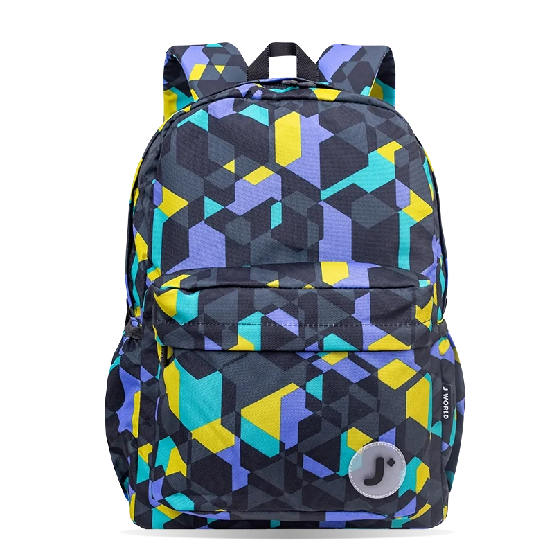 J World Oz Daypack Backpack in Cubes — front view # color_Cubes
