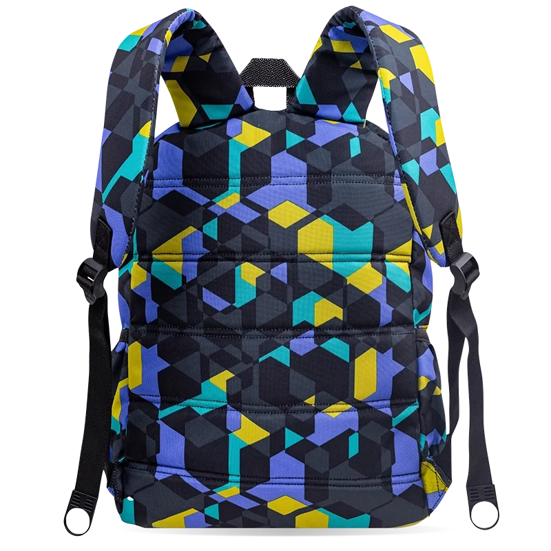 J World Oz Daypack Backpack in Cubes — back view # color_Cubes