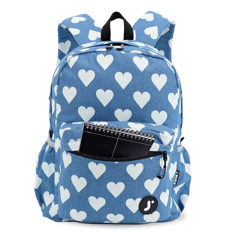 J World Oz Daypack Backpack in Denim Heart — detail view # color_Denim Heart