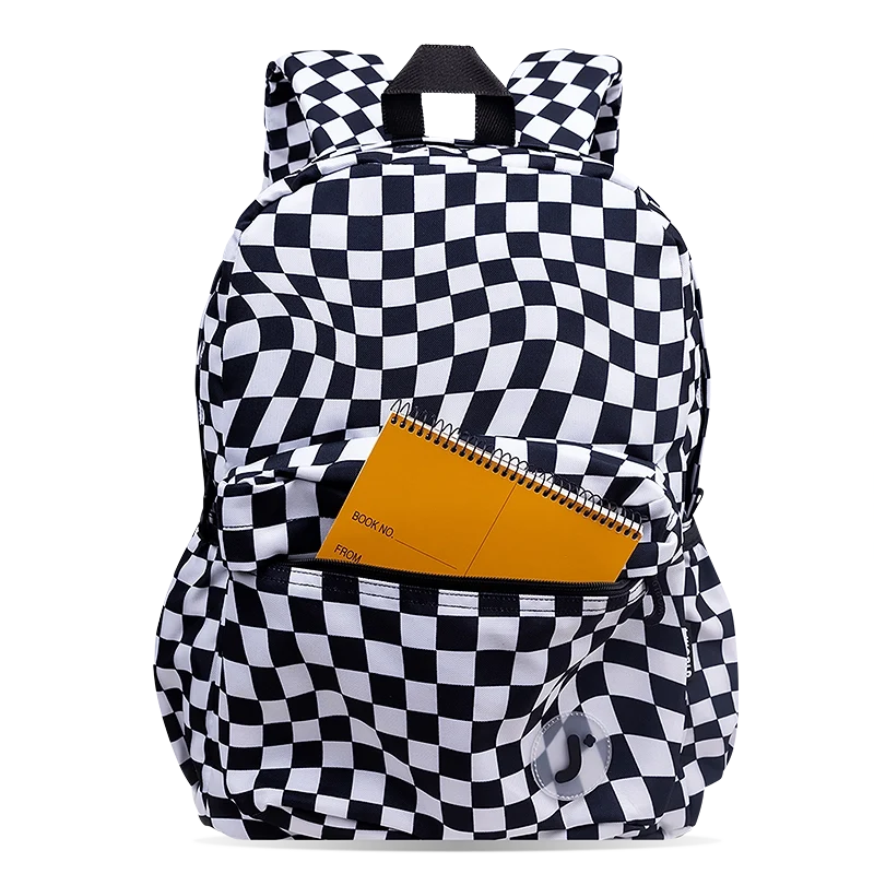 J World Oz Daypack Backpack in Wavy Checkers — detail view # color_Wavy Checkers