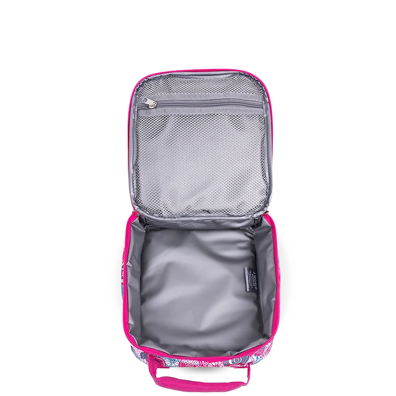 J World Duet Kids Backpack & Detachable Lunch Box Set in Blue Raspberry — interior view # color_Blue Raspberry
