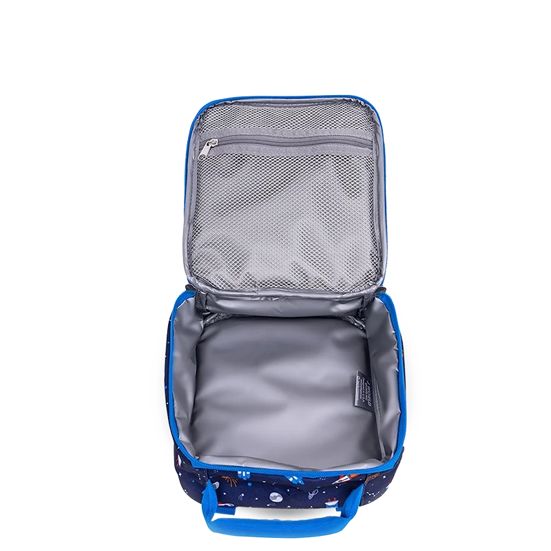 J World Duet Kids Backpack & Detachable Lunch Box Set in Spaceship — interior view # color_Spaceship