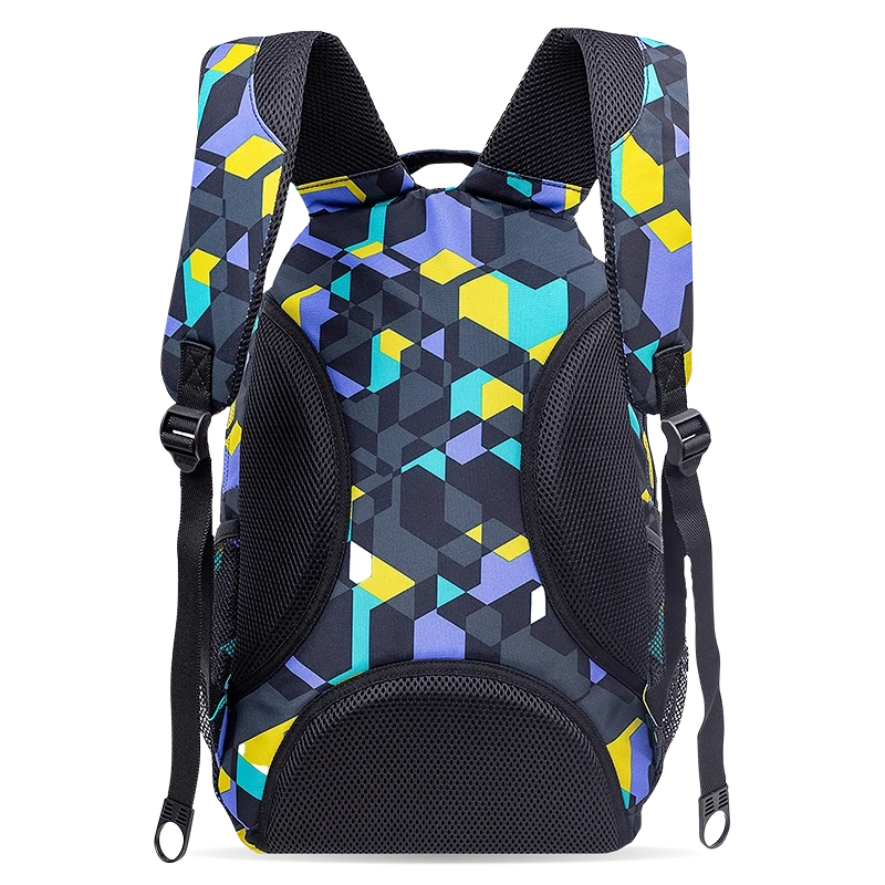 J World Cornelia Laptop Backpack in Cubes — back view # color_Cubes