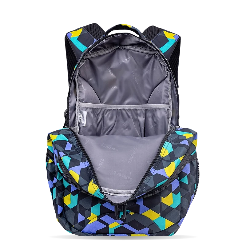 J World Cornelia Laptop Backpack in Cubes — interior view # color_Cubes