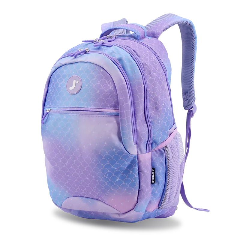 J World Cornelia Laptop Backpack in Purple Mermaid — angle view 2 # color_Purple Mermaid