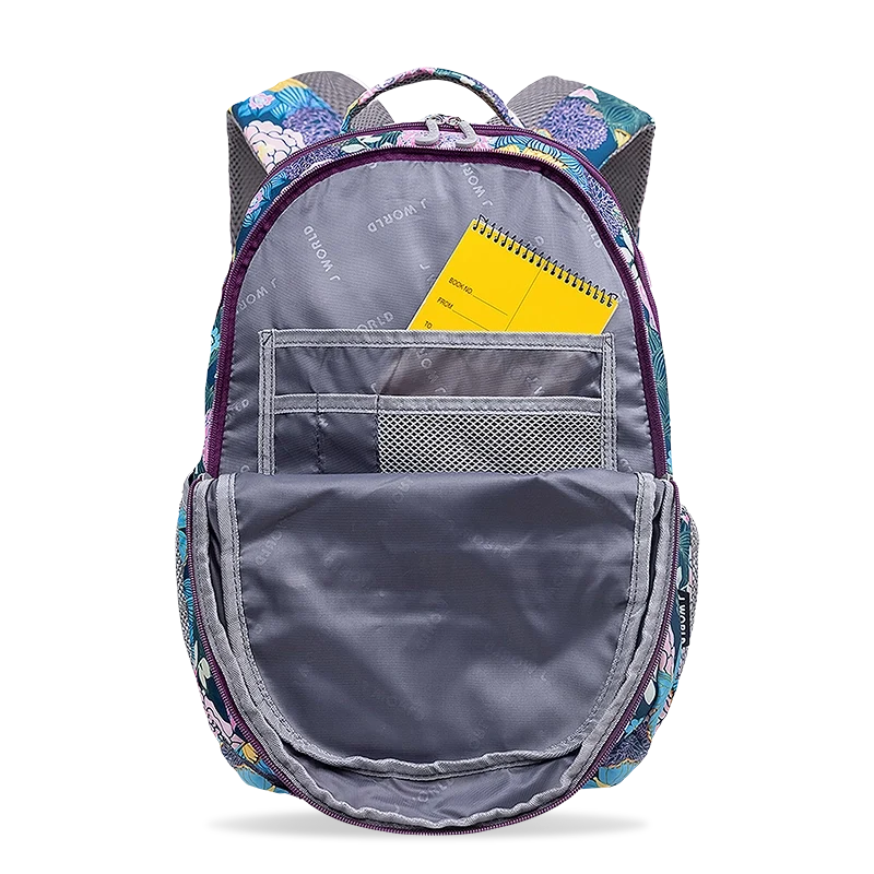 J World Cornelia Laptop Backpack in Secret Garden — detail view # color_Secret Garden