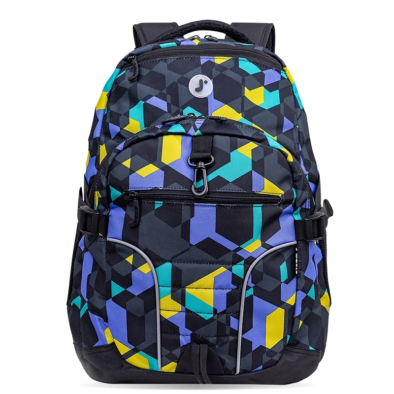 J World Atom Multi Purpose Laptop Backpack in Cubes — front view # color_Cubes