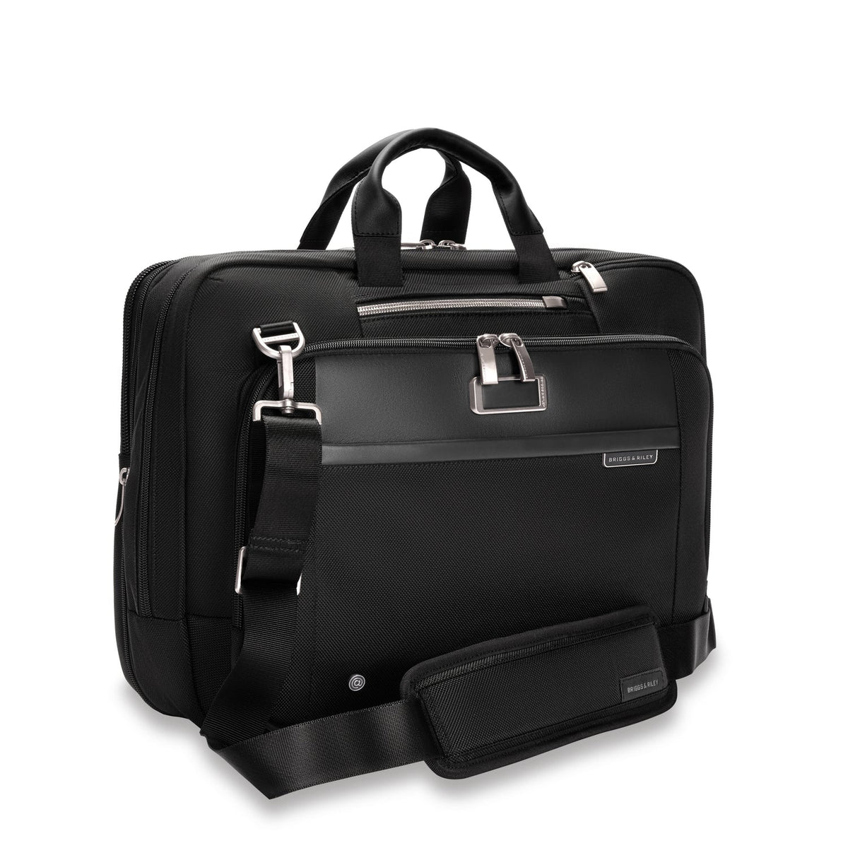 Briggs & Riley @work Large Expandable Brief in Black — angle view 2