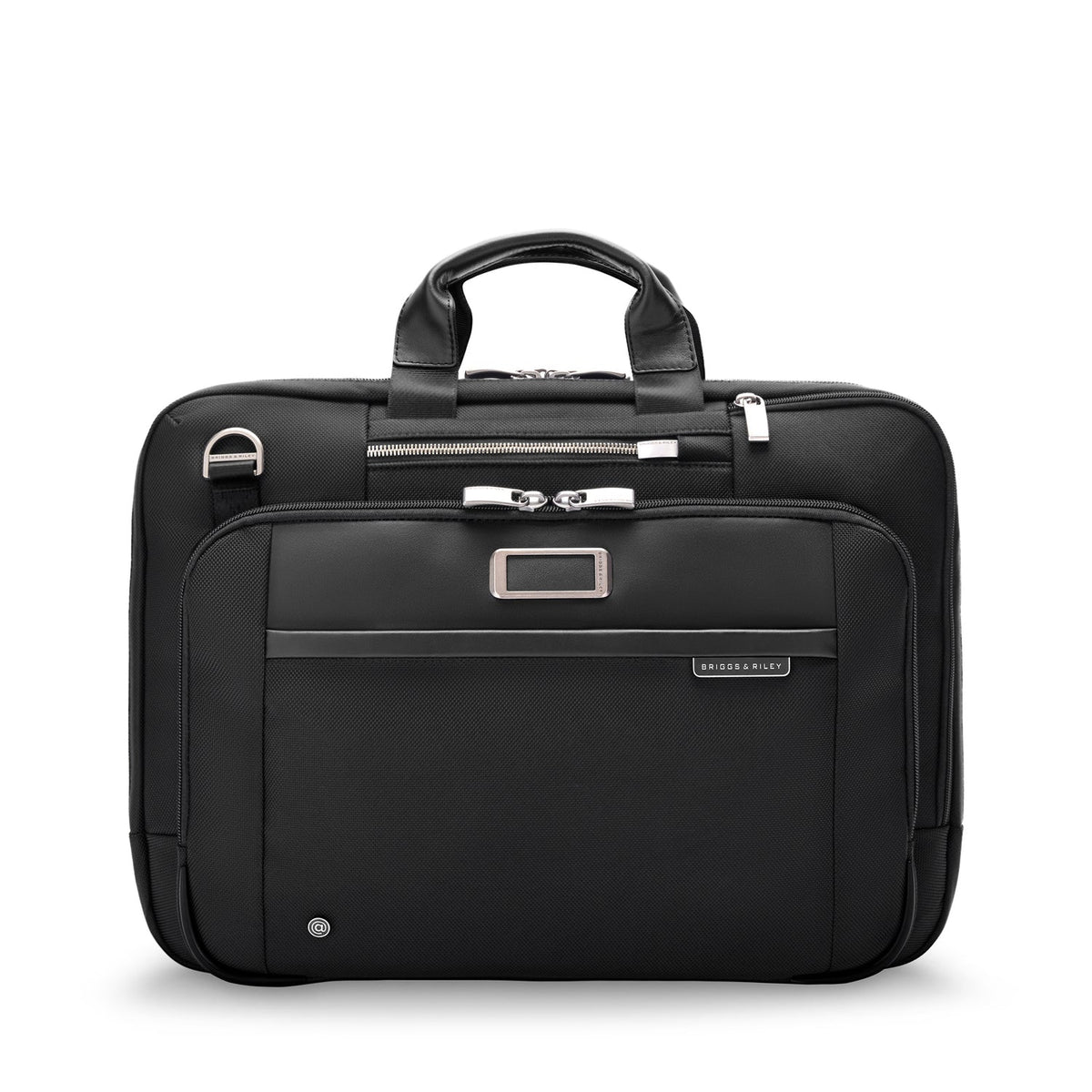 Briggs & Riley @work Large Expandable Brief in Black — front view
