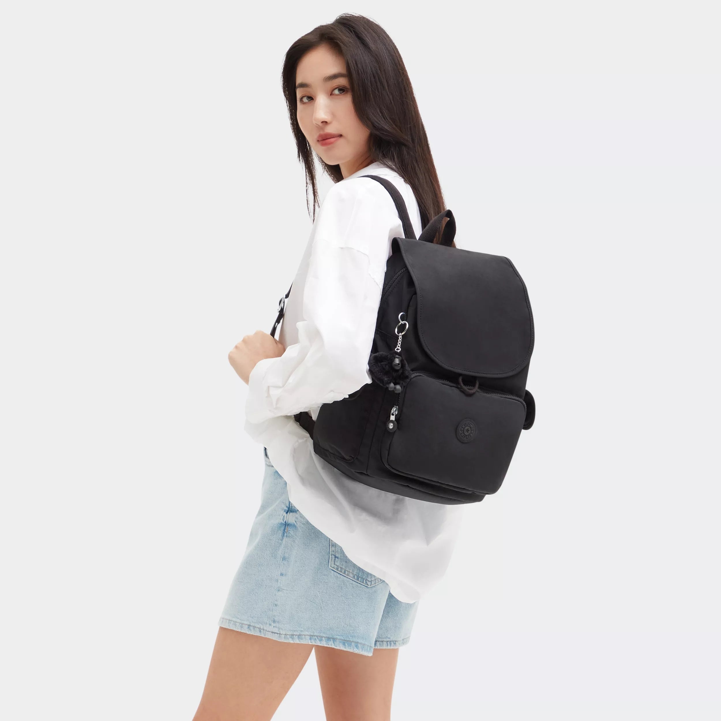 Kipling City Pack in Black Noir — back view