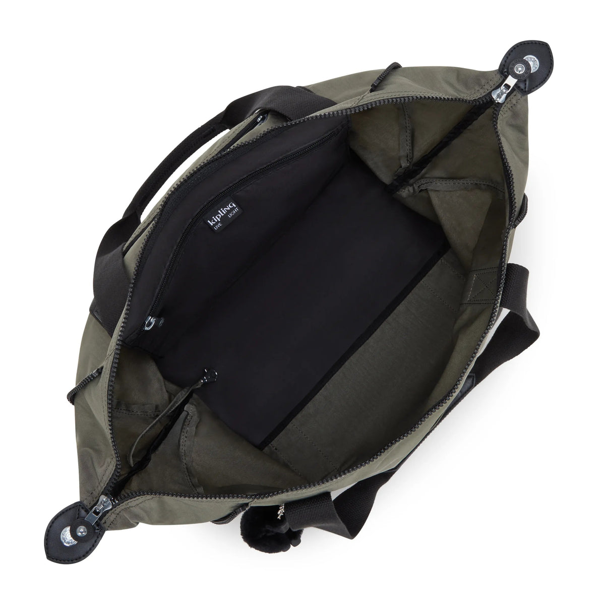 Kipling Art Medium Tote Bag in Green Moss — interior view