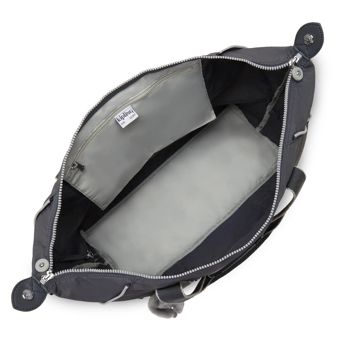 Kipling Art Medium Tote Bag in Moonlit Grey — interior view