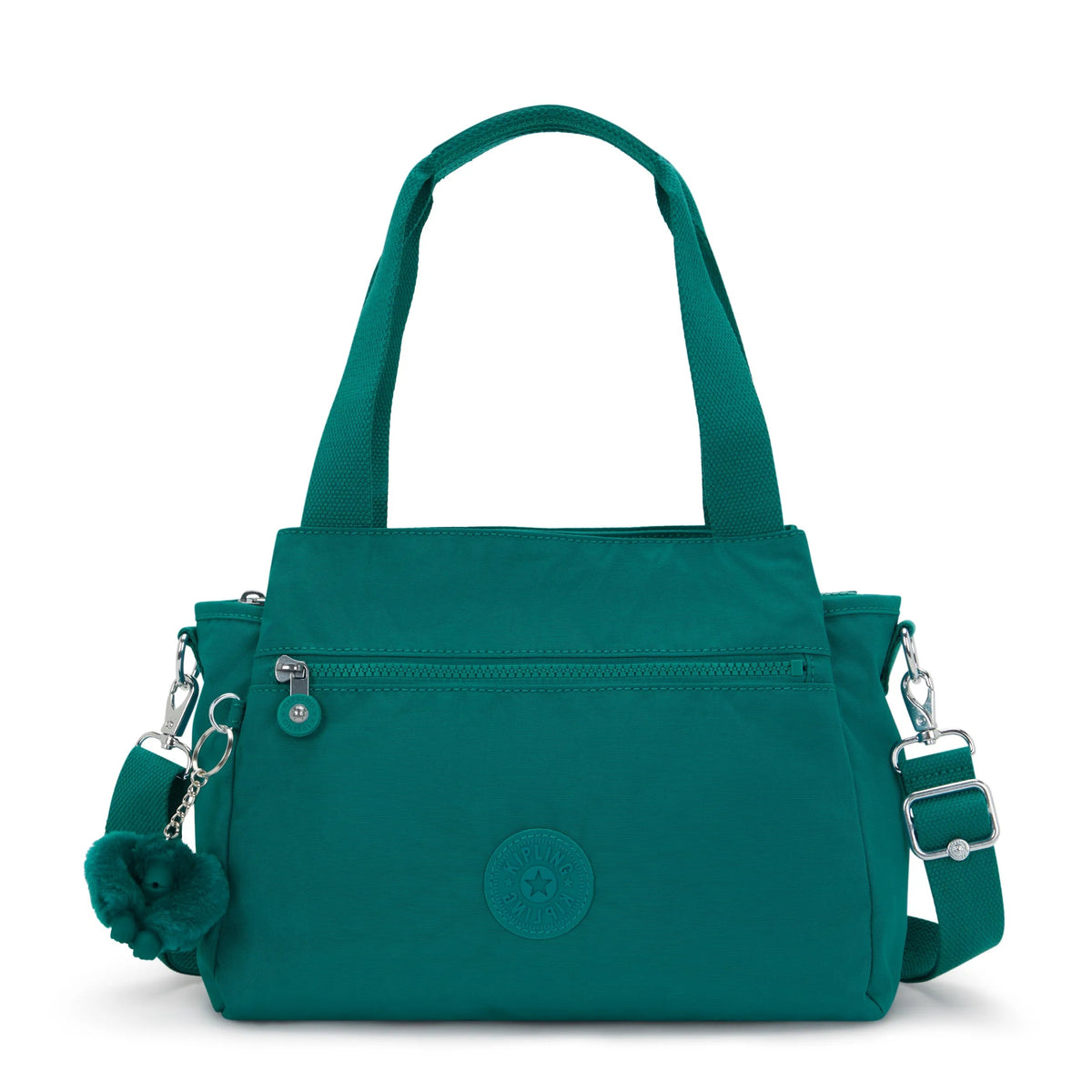 Kipling Elysia Shoulder Bag in Outspoken Green — front view # color_Outspoken Green