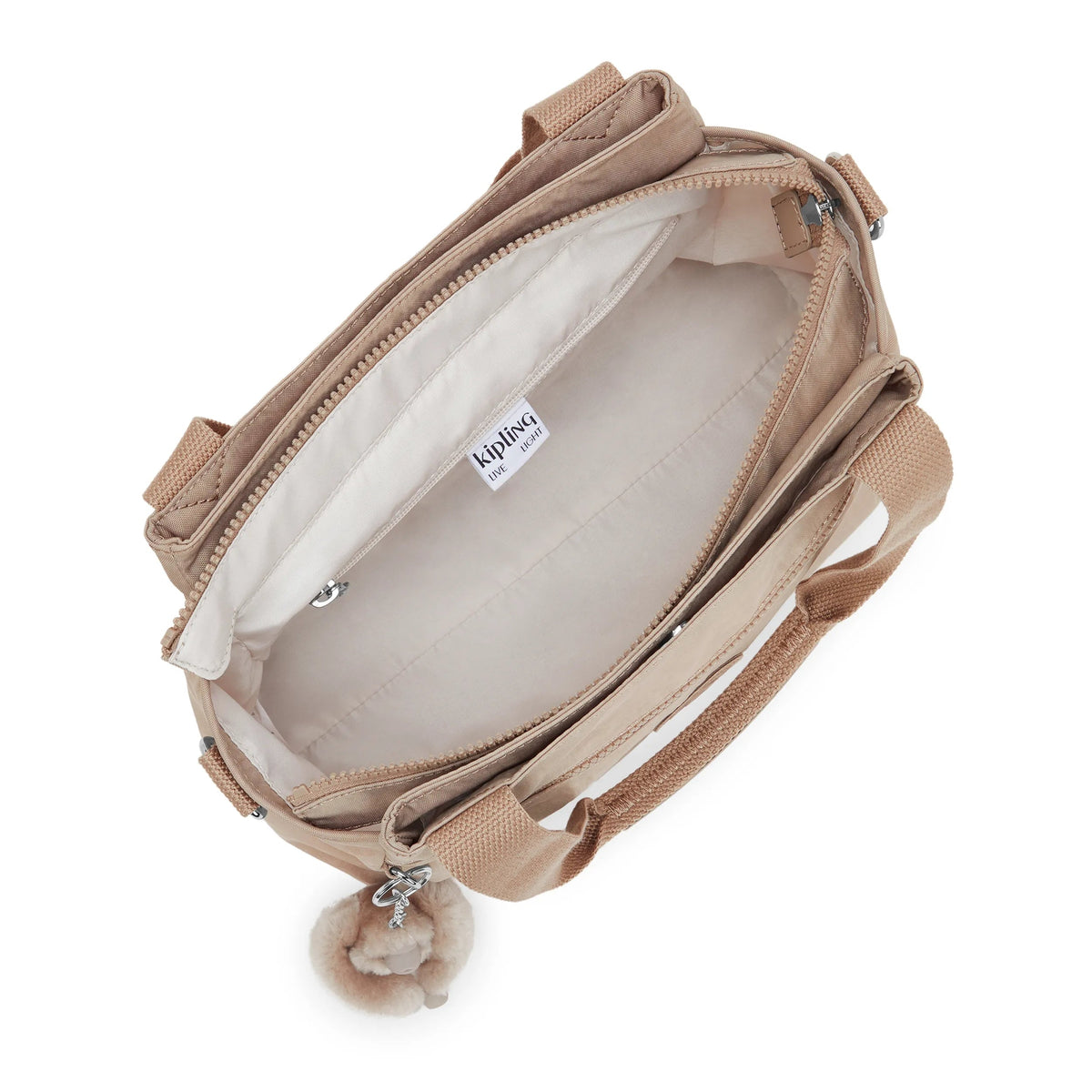 Kipling Elysia Shoulder Bag in Tan Beige — interior view