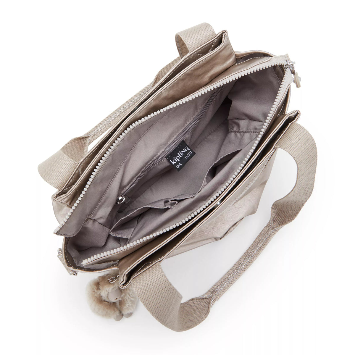 Kipling Elysia Shoulder Bag in Metallic Glow — interior view