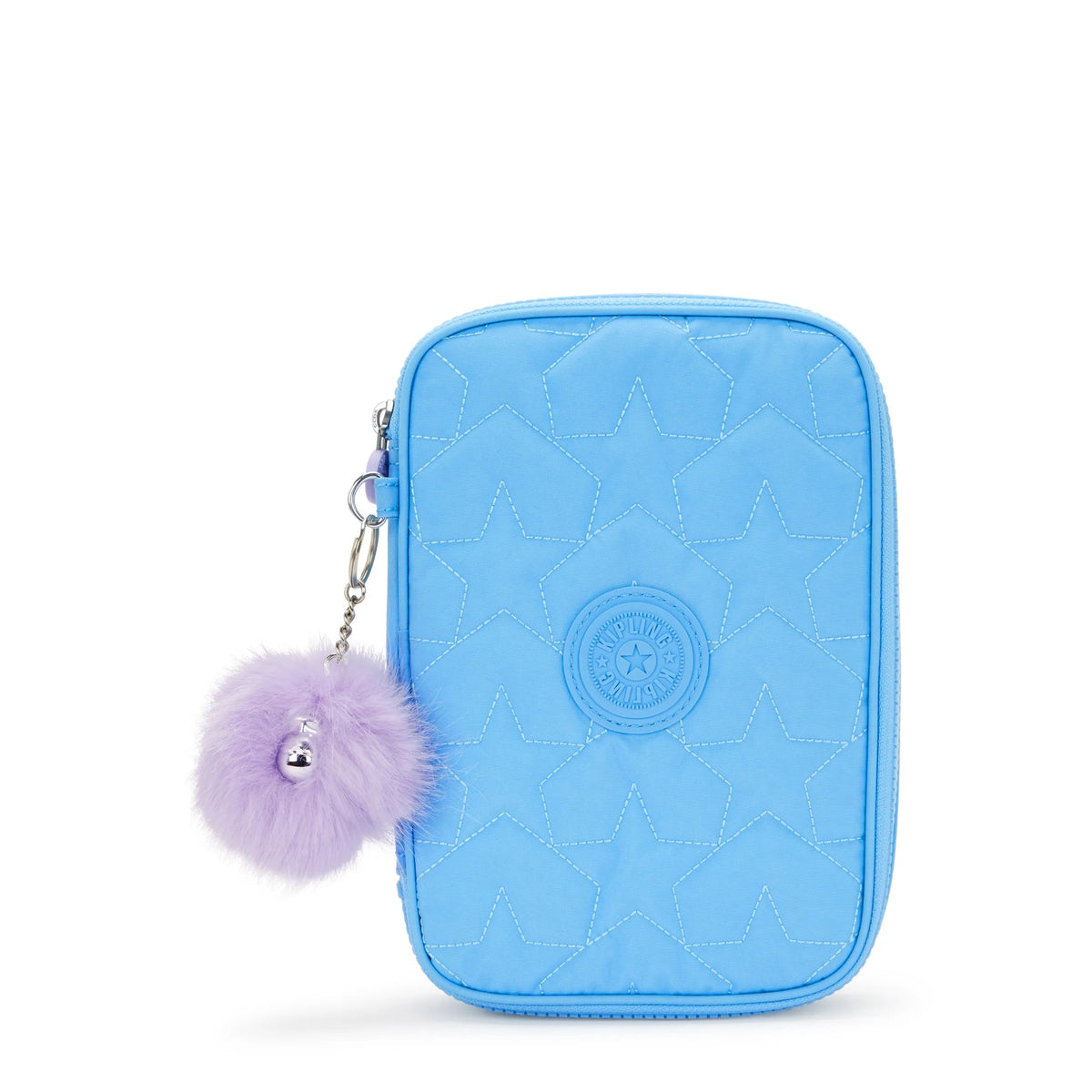 Kipling 100 Pens Case in Puff Pop Pool Blue — front view # color_Puff Pop Pool Blue
