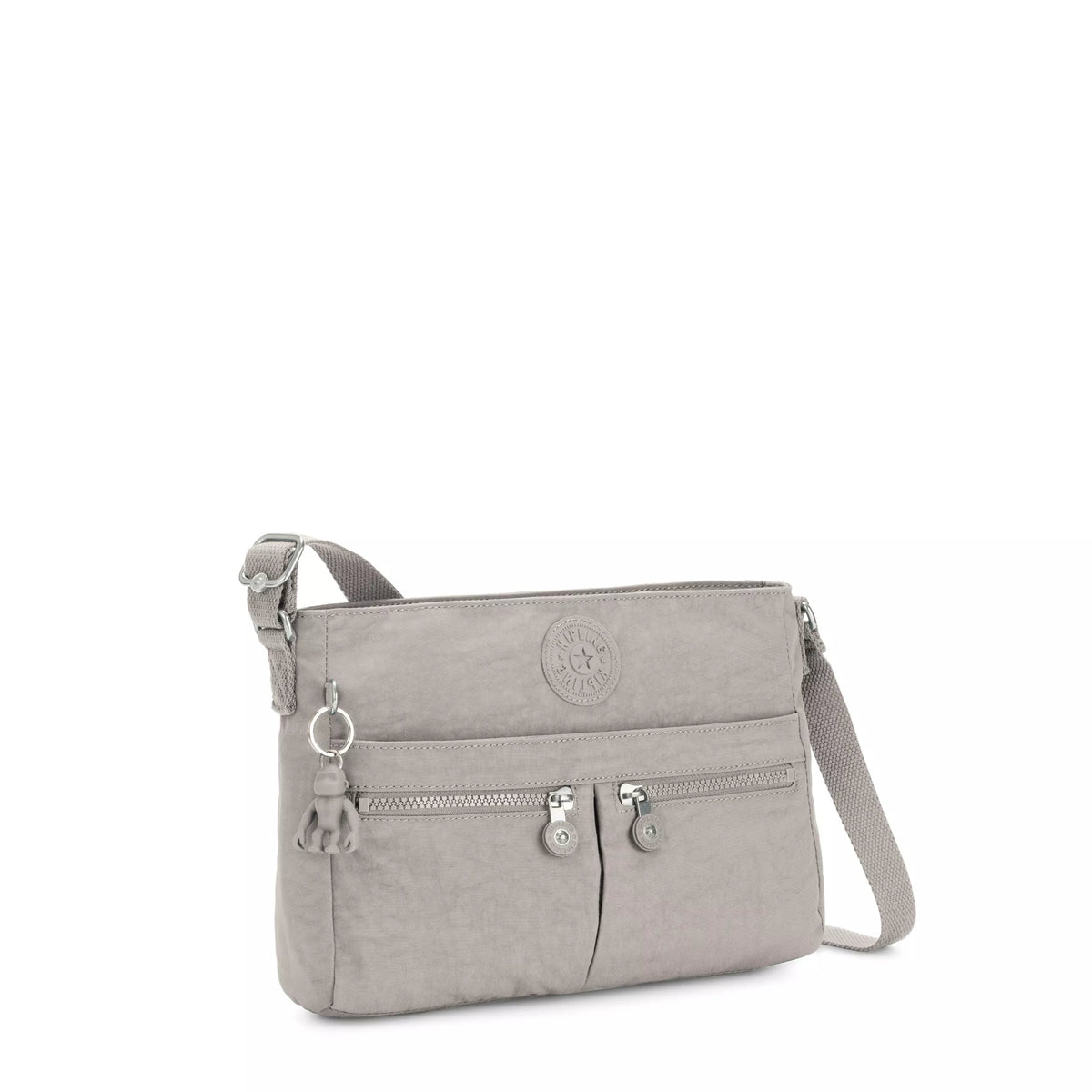 Kipling New Angie Crossbody Bag in Grey Gris — angle view