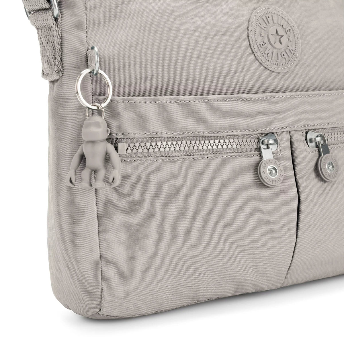 Kipling New Angie Crossbody Bag in Grey Gris — detail view
