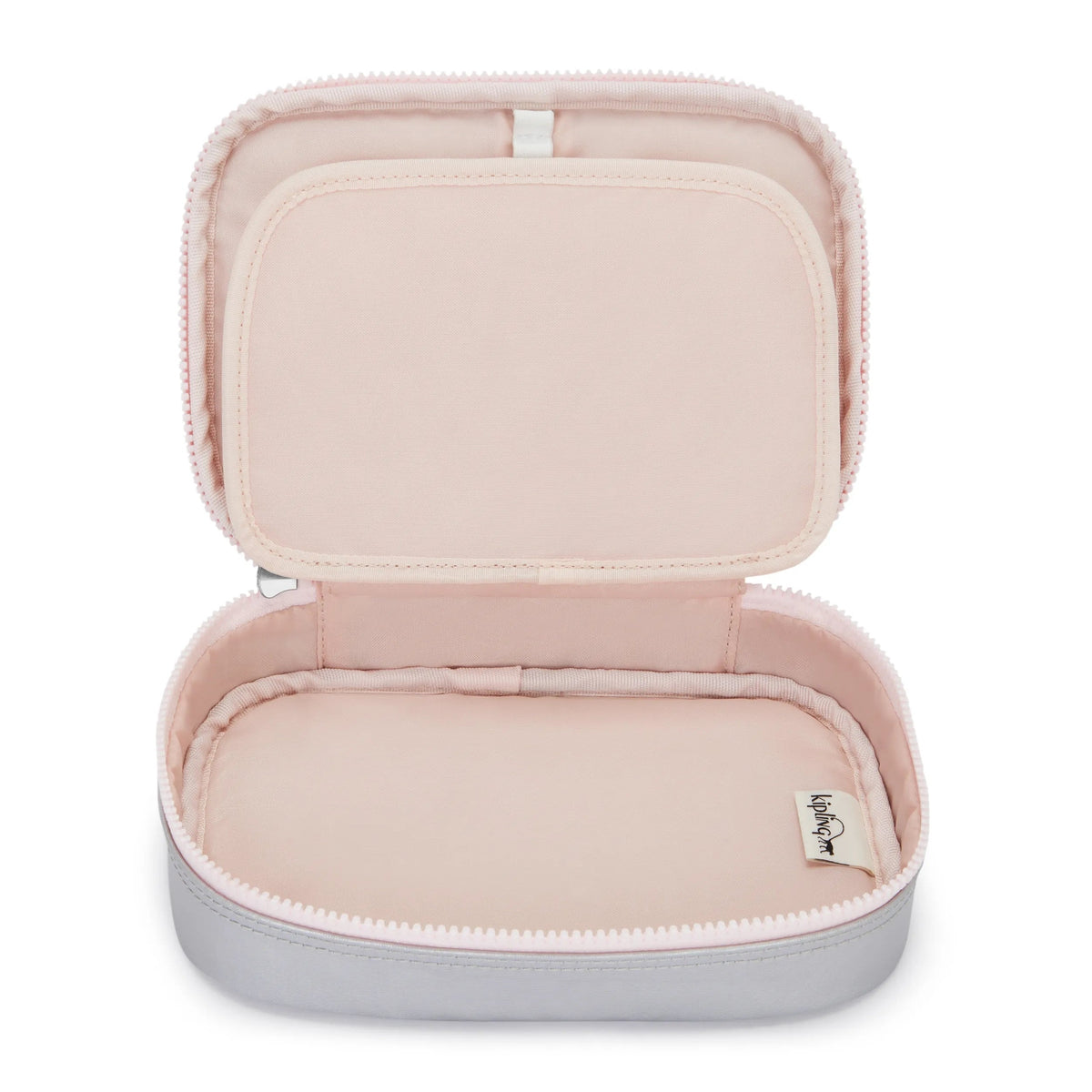 Kipling 100 Pens Case in Silver Glow Metallic — interior view