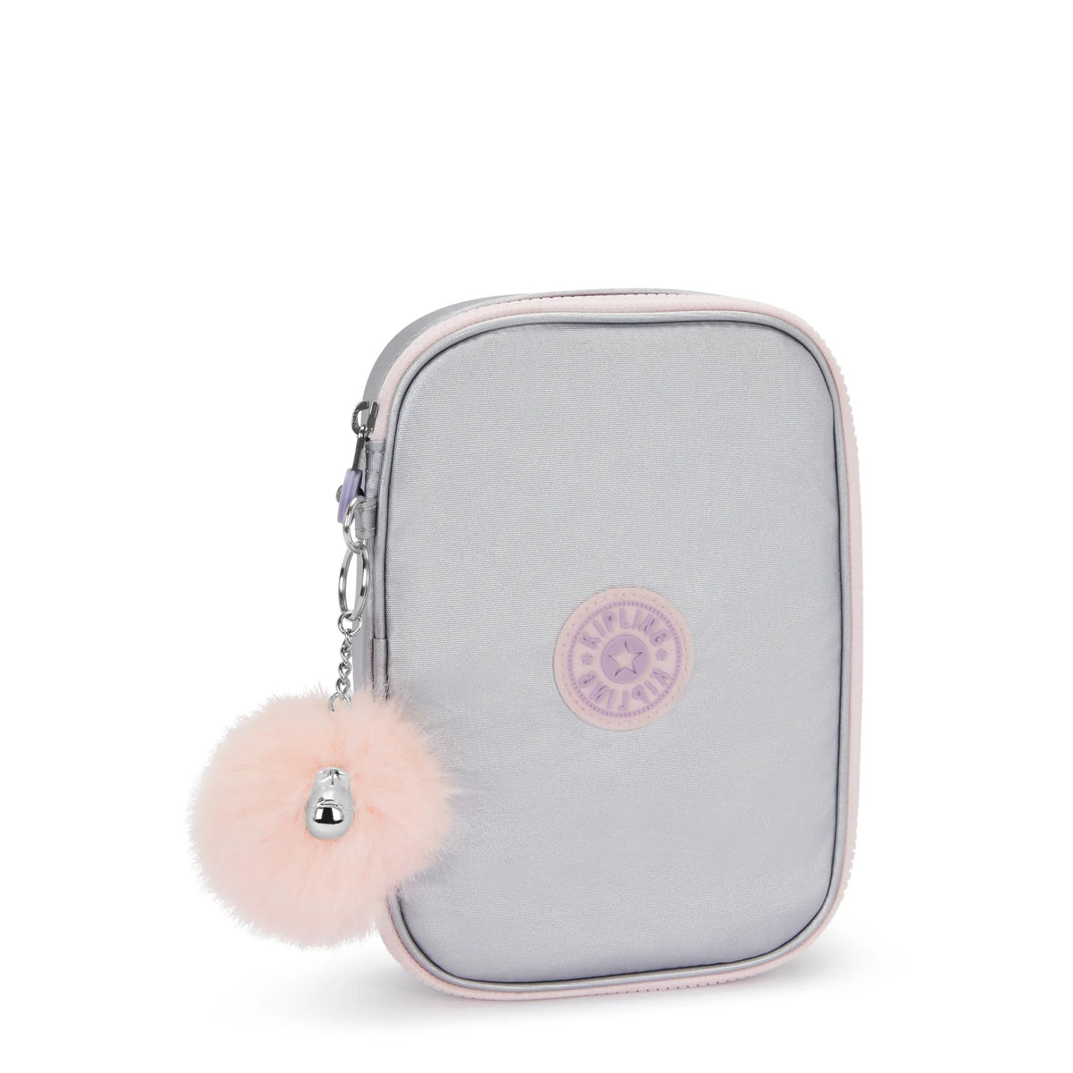 Kipling 100 Pens Case in Silver Glow Metallic — angle view 2