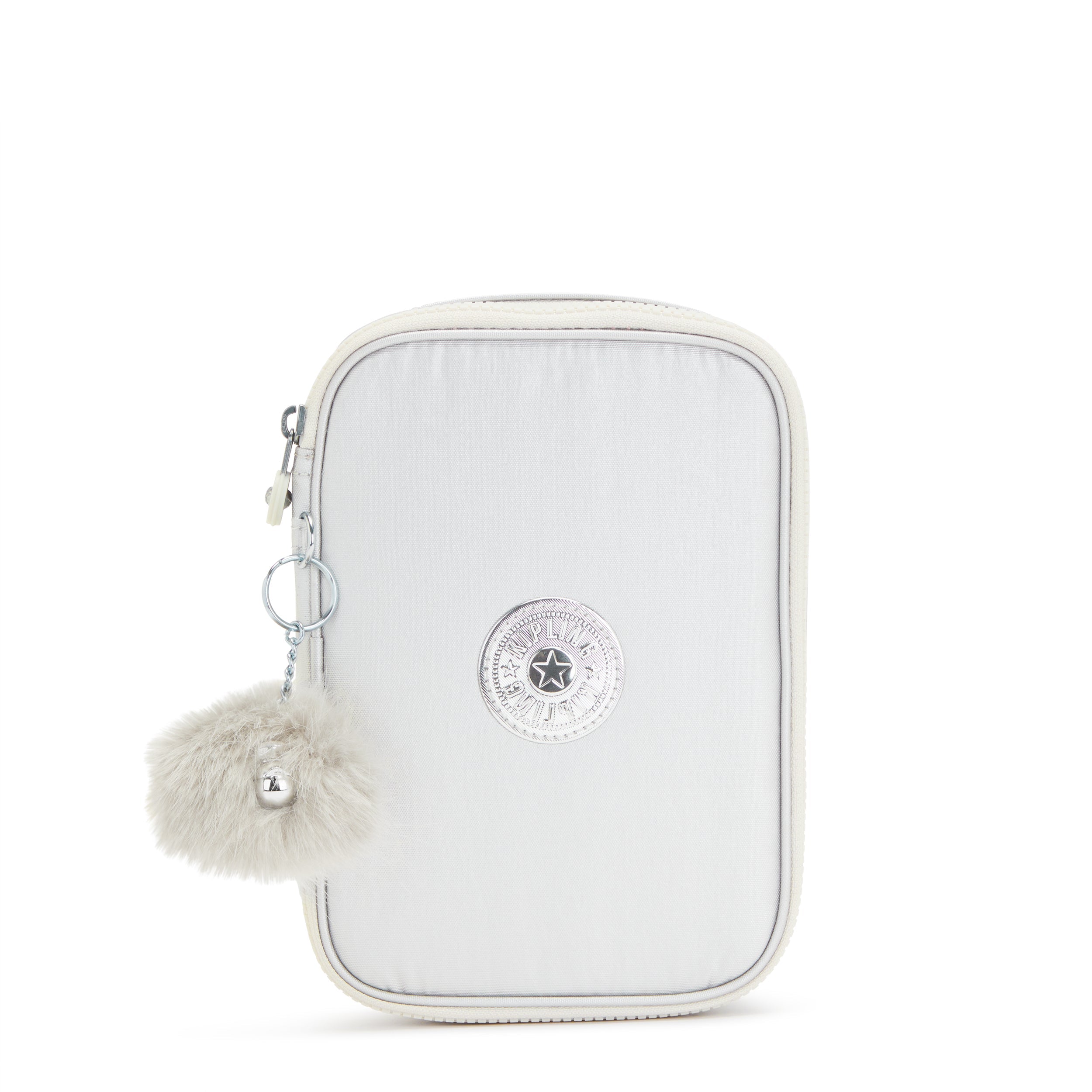 Kipling 100 Pens Case in Candy Metallic — front view # color_Candy Metallic