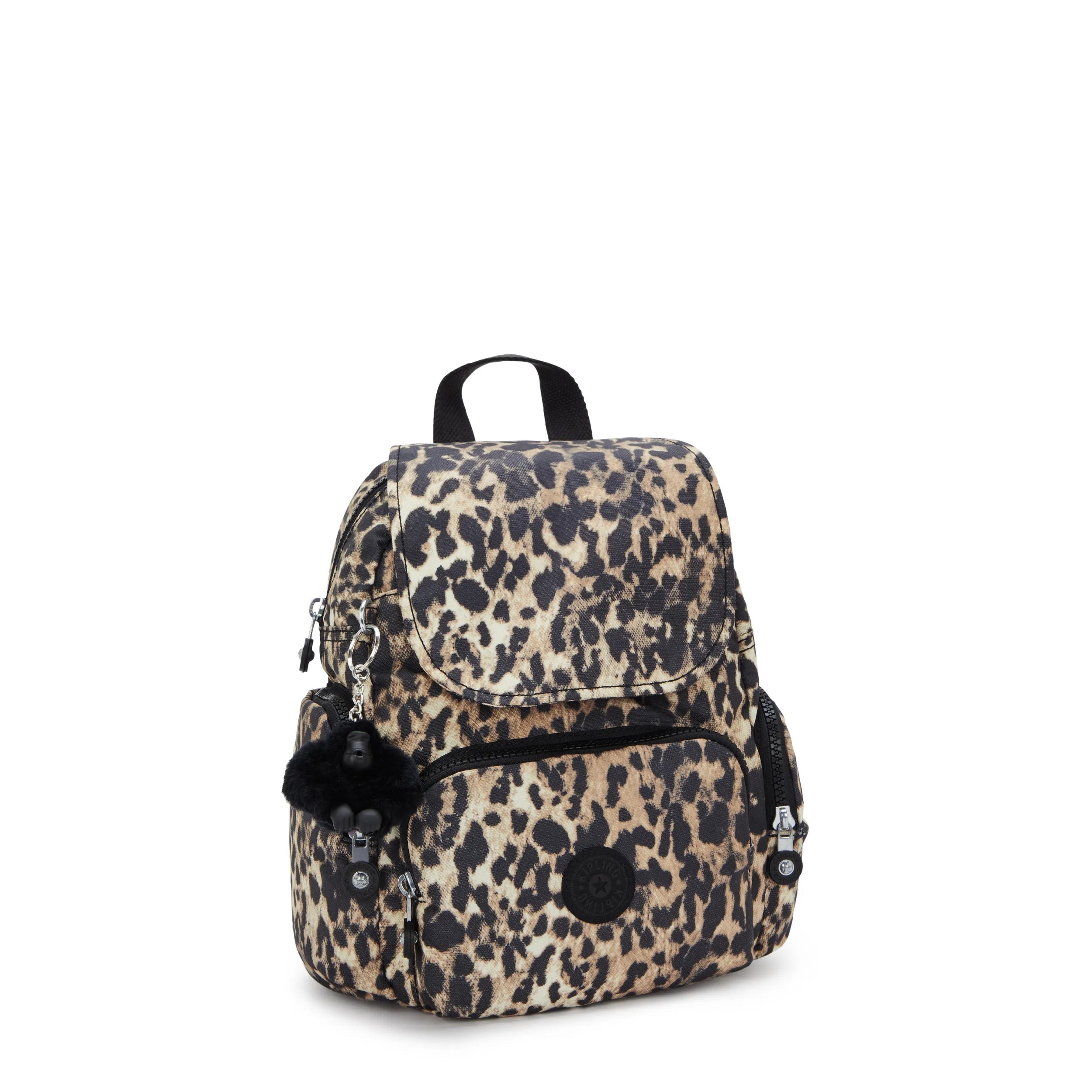 Kipling City Zip Mini in Wild Leopard — interior view