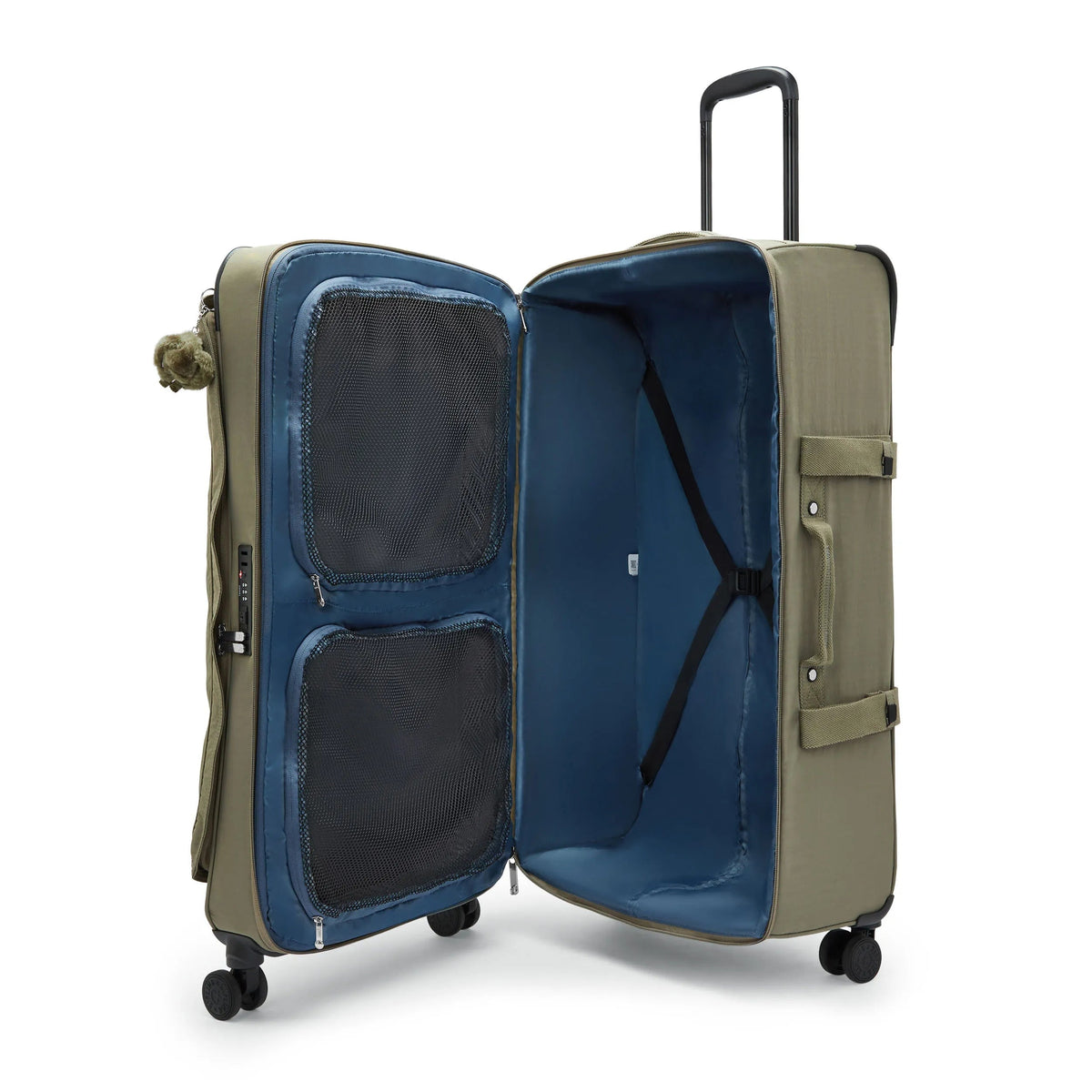 Kipling Spontaneous Large Rolling Luggage in Almost Sage — interior view