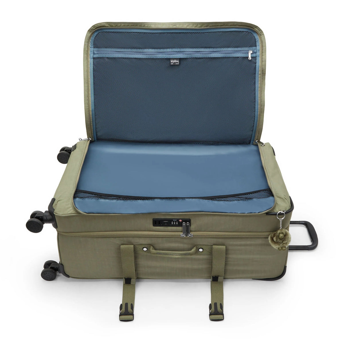 Kipling Spontaneous Large Rolling Luggage in Almost Sage — side view