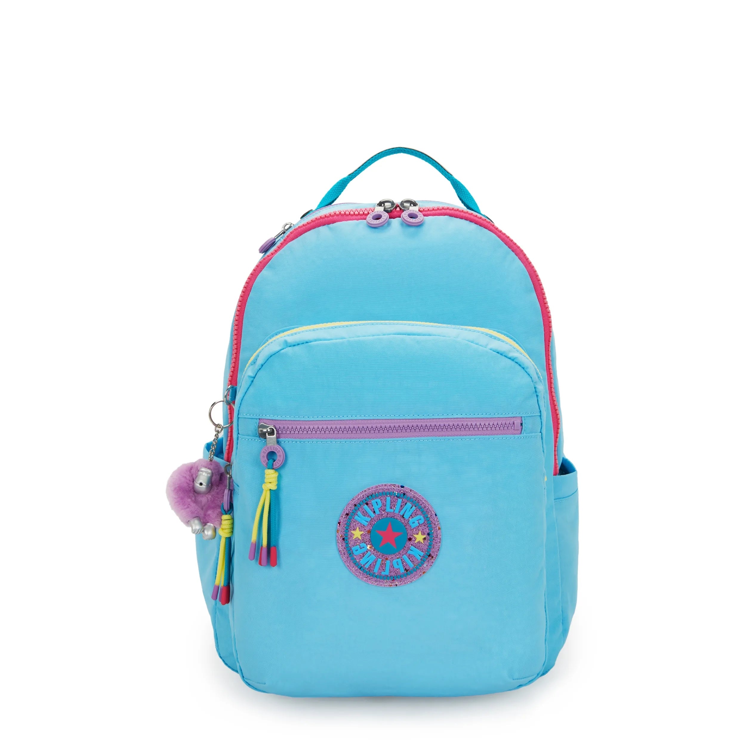 Kipling Seoul Large Backpack with 15" Laptop Protection in Splash Blue C — front view # color_Splash Blue C
