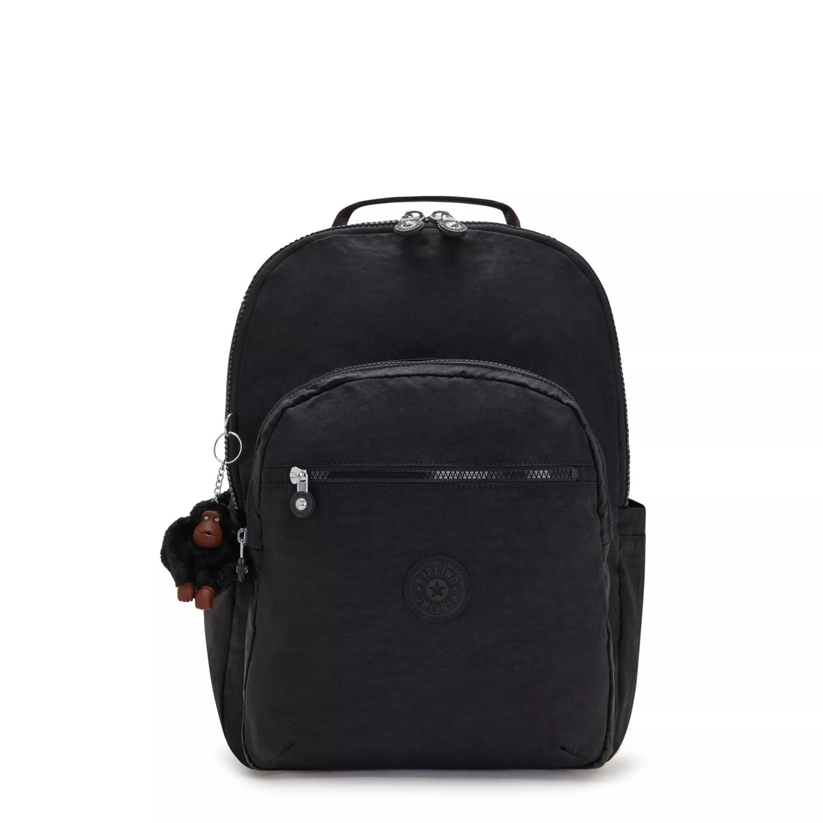 Kipling Seoul Large Backpack with 15" Laptop Protection in True Black 2 — front view # color_True Black 2