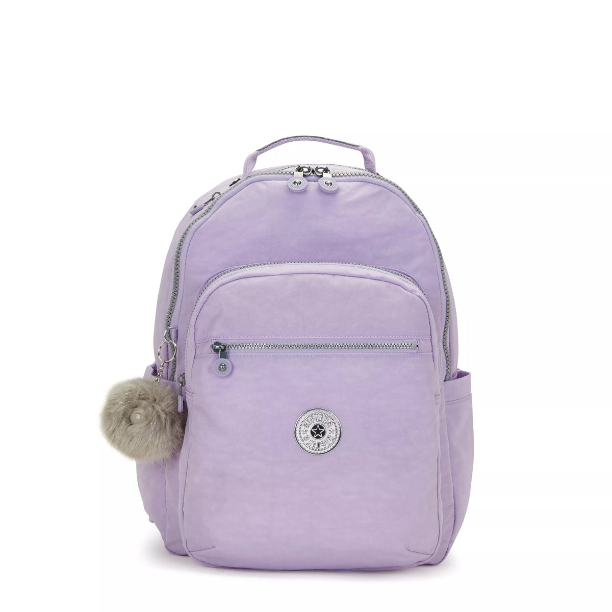 Kipling Seoul Large Backpack with 15" Laptop Protection in Bridal Lavender — front view # color_Bridal Lavender