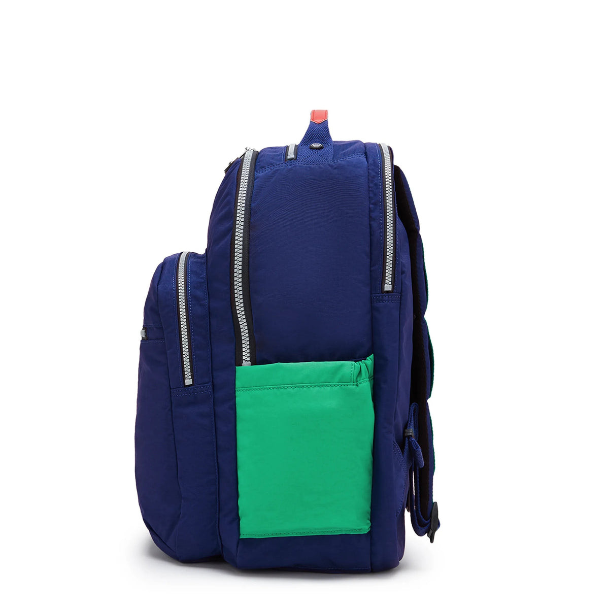 Kipling Seoul Extra Large 17" Laptop Backpack in Escape Blue Block — side view